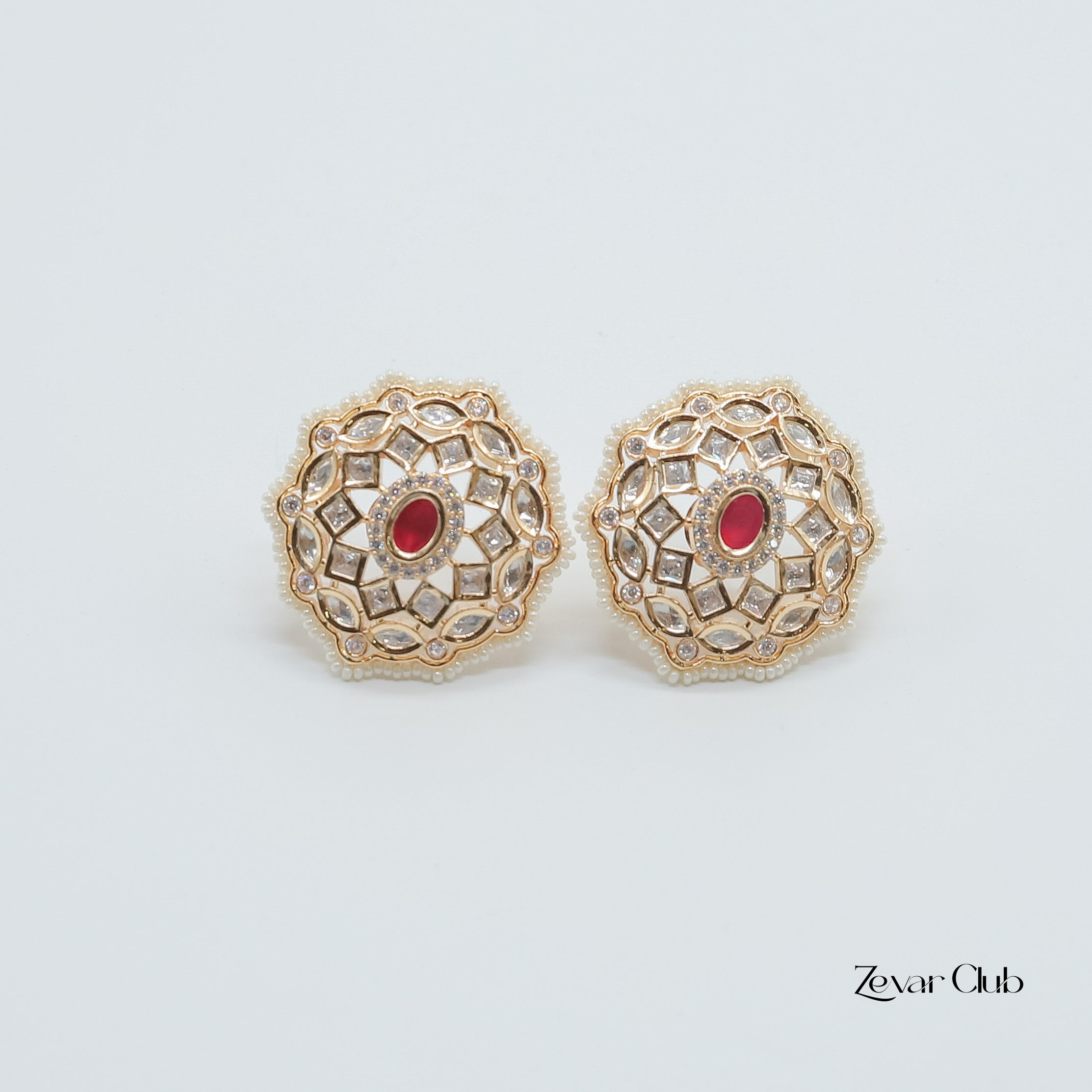 Zevar Club Hexagon Kundan Studs