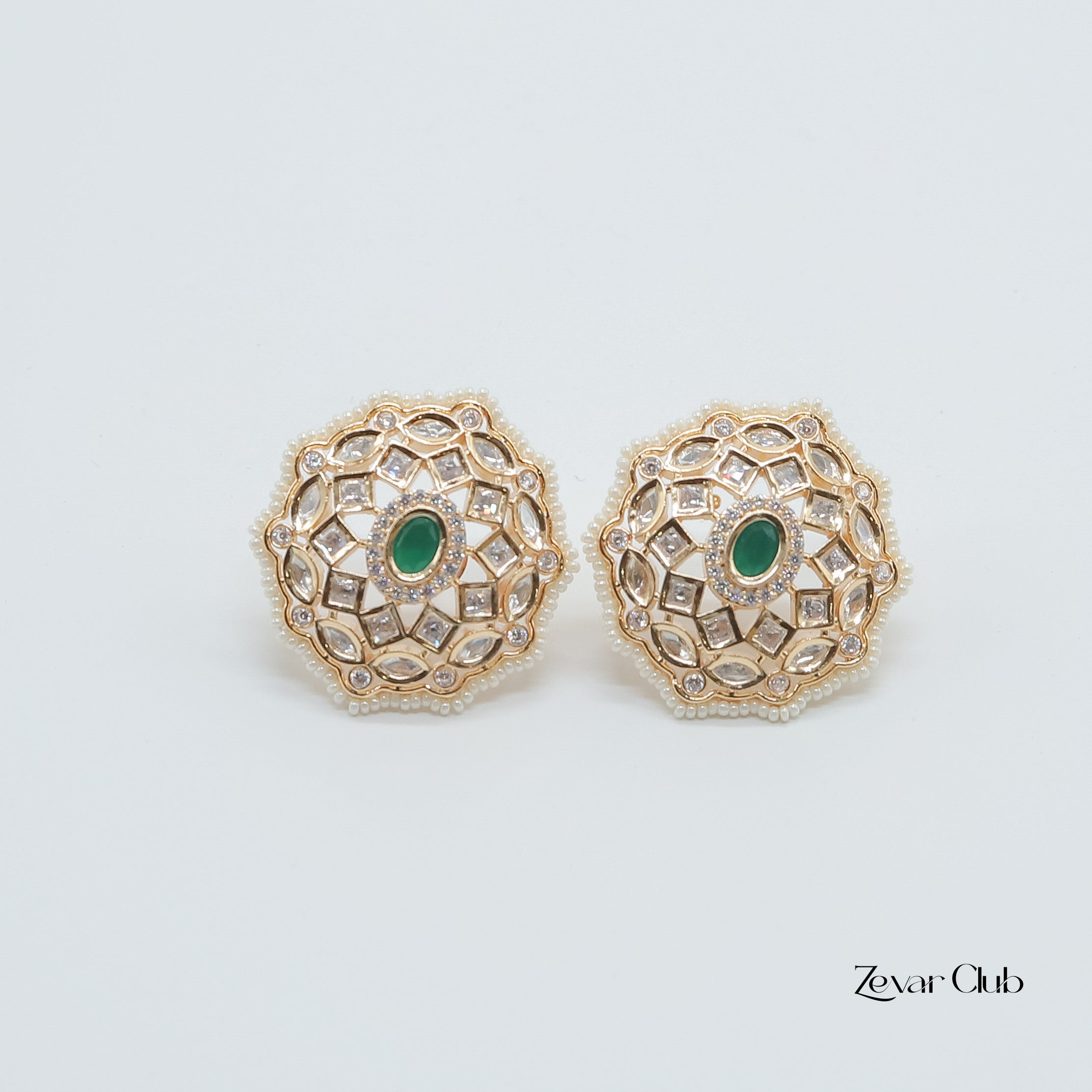 Zevar Club Hexagon Kundan Studs