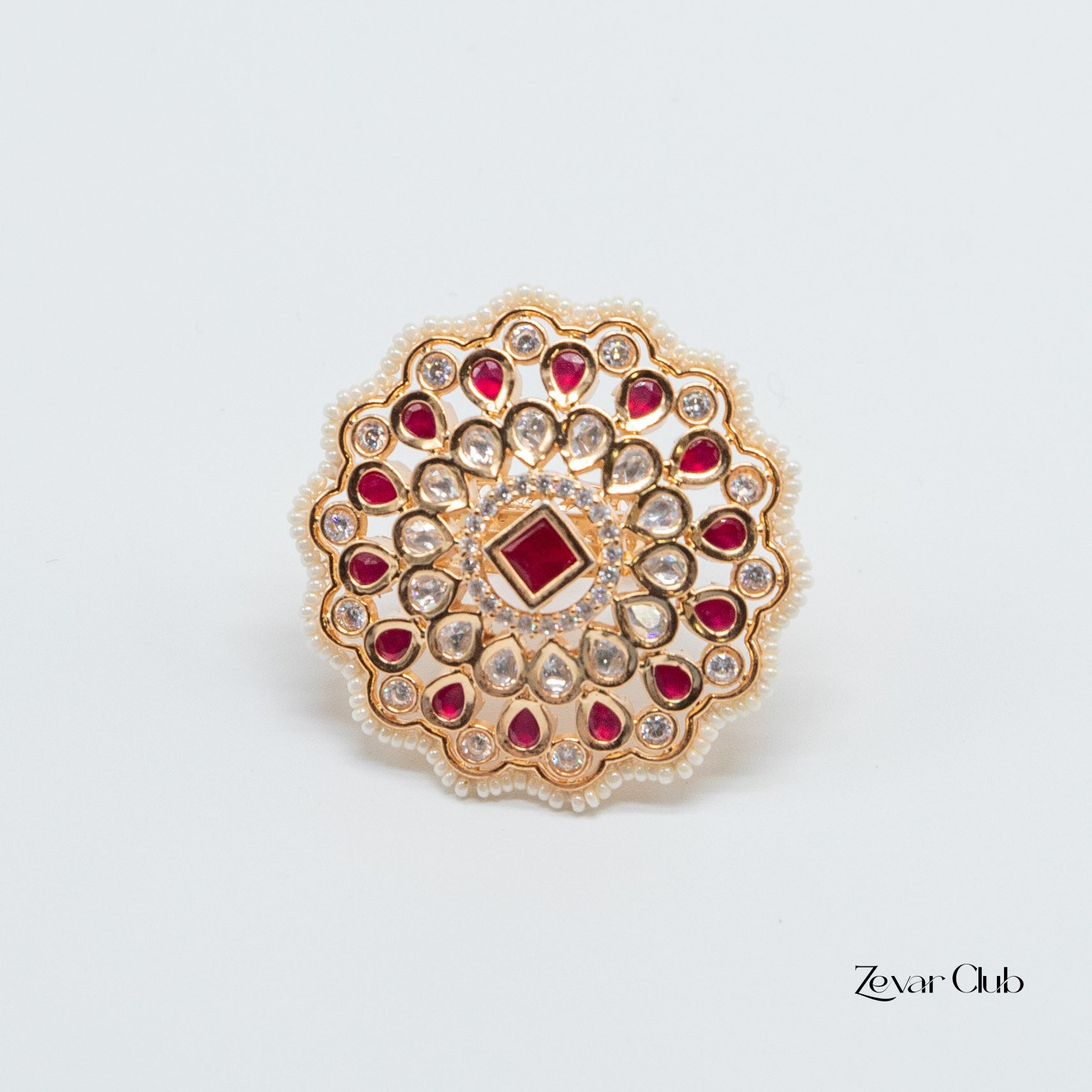 Zevar Club Statement Semi Precious Kundan Ring