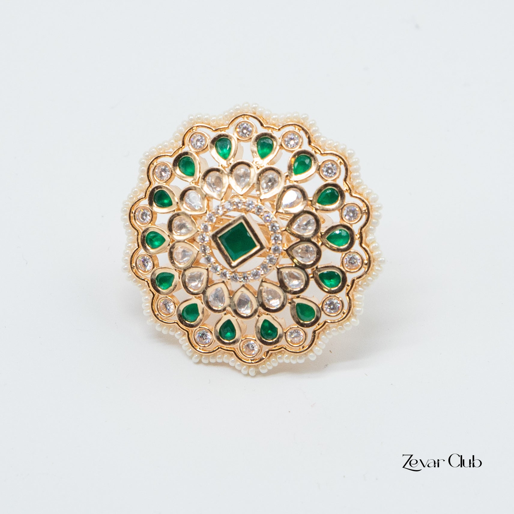 Zevar Club Statement Semi Precious Kundan Ring