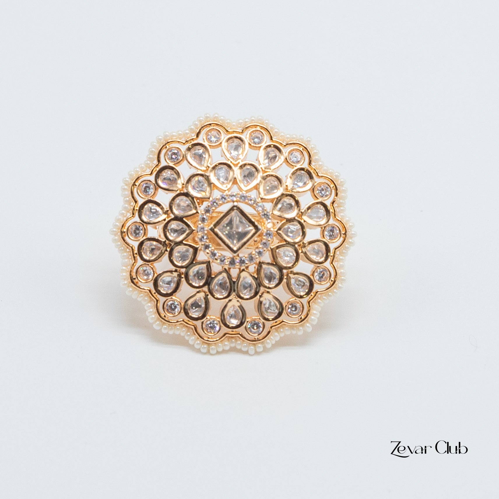 Zevar Club Statement Semi Precious Kundan Ring