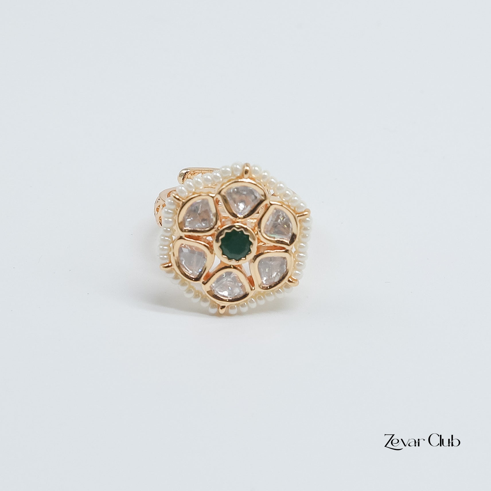 Zevar Club Fine Pearl Chic Kundan Ring