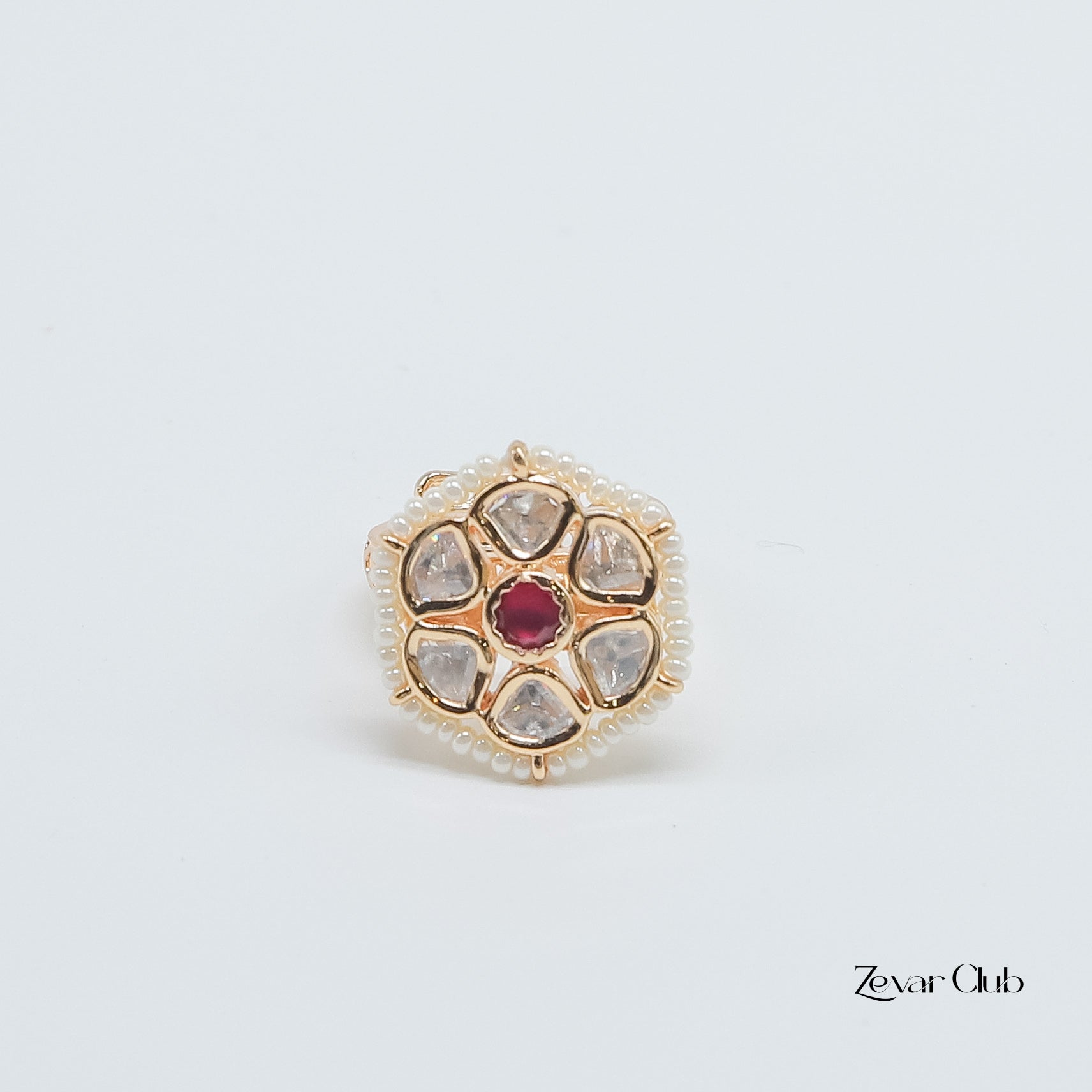 Zevar Club Fine Pearl Chic Kundan Ring