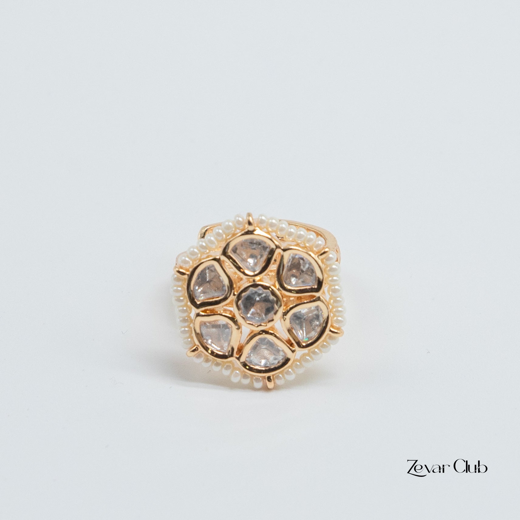Zevar Club Fine Pearl Chic Kundan Ring