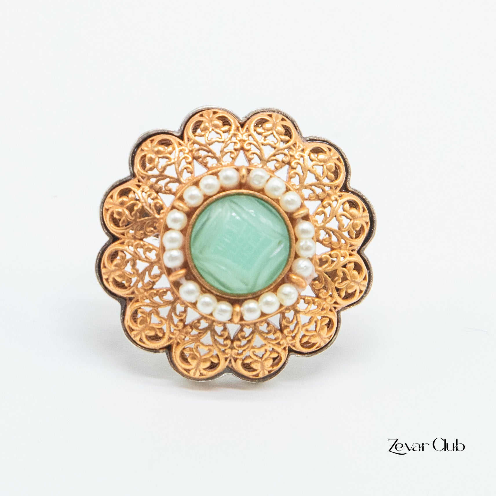 14K Gold Plated Royal Adjustable Statement Ring