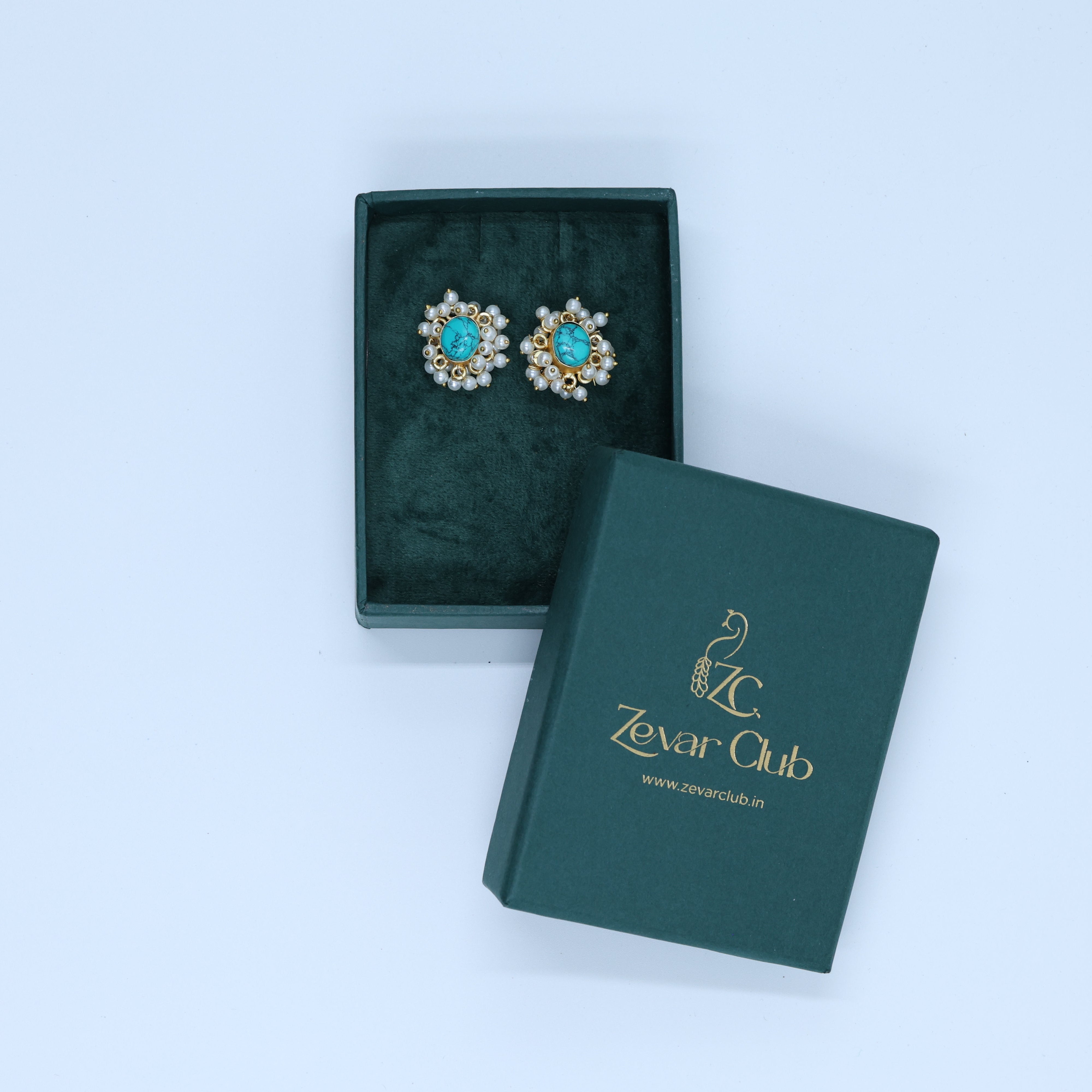 Turquoise Blue Indo Western Studs