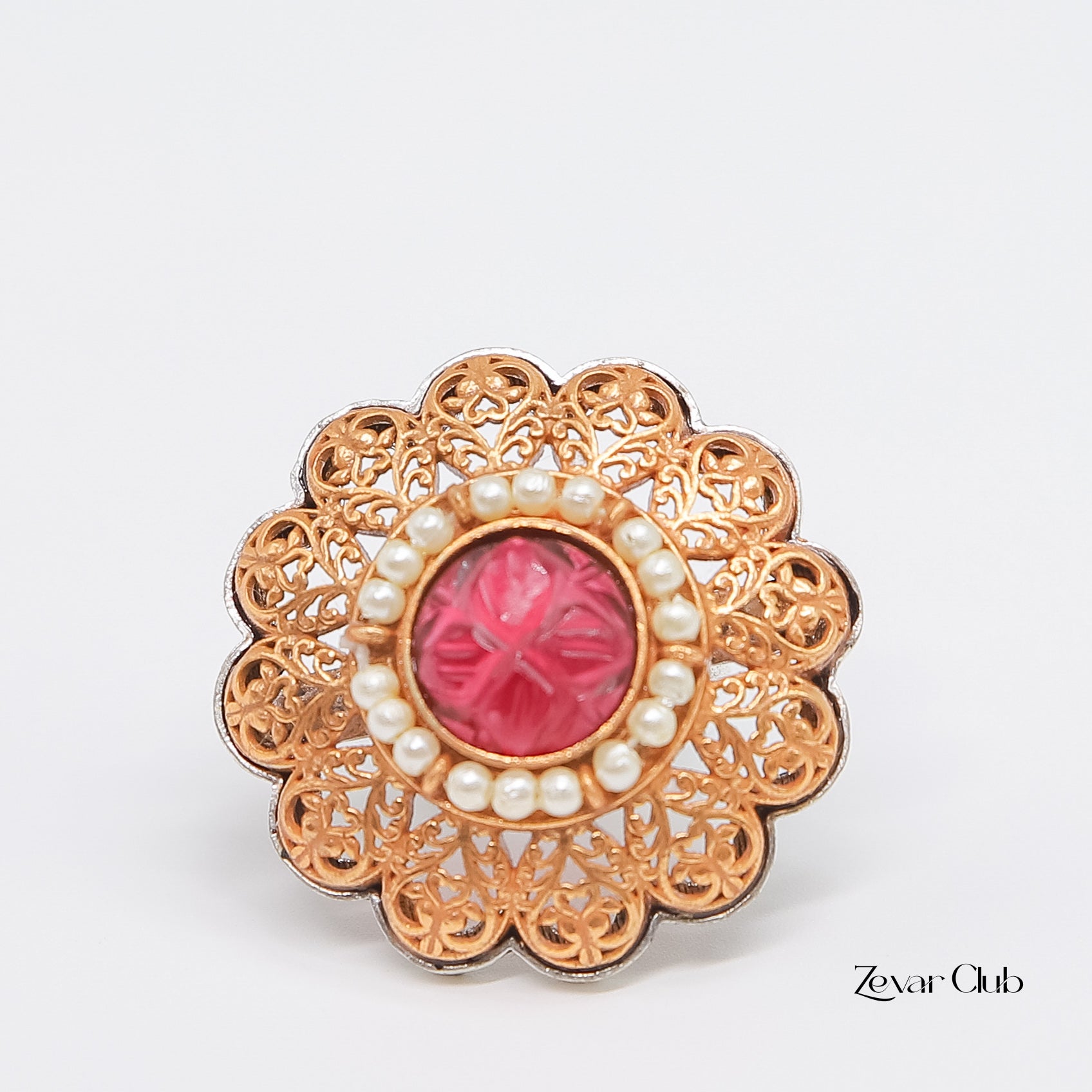 14K Gold Plated Royal Adjustable Statement Ring