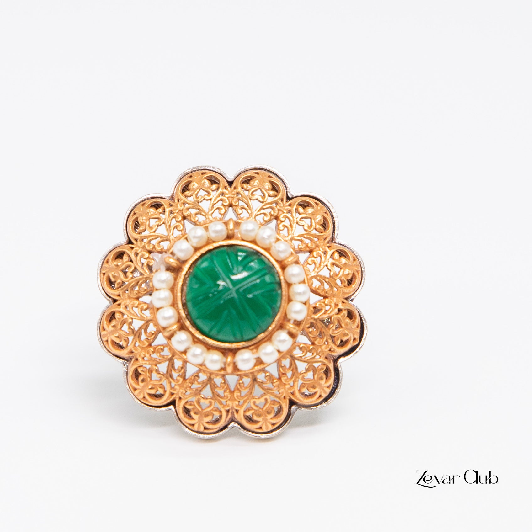 14K Gold Plated Royal Adjustable Statement Ring