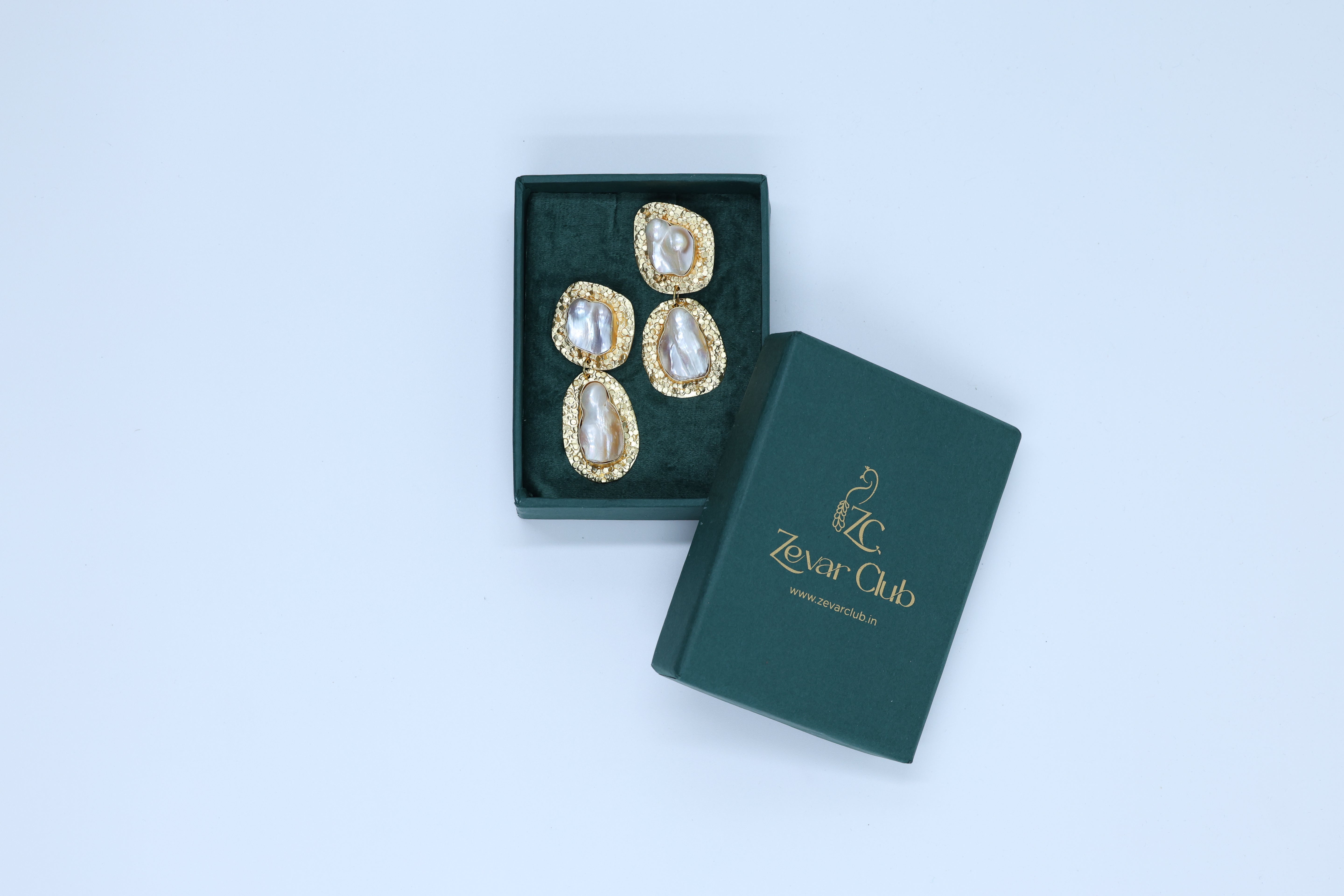 Uncut Stones in Golden Extravaganza Earrings