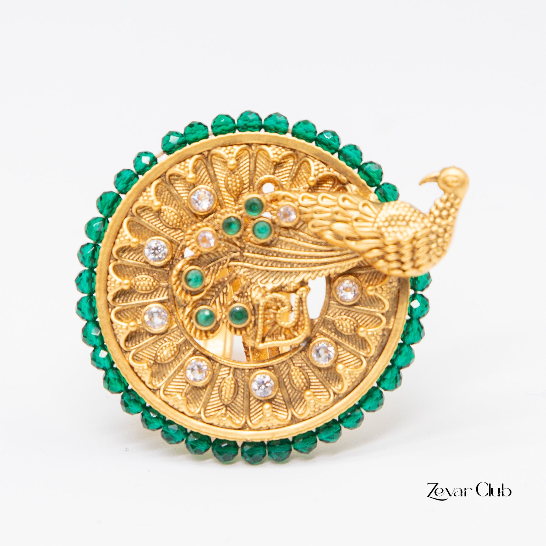 14K Gold Plated Peacock Temple Ring