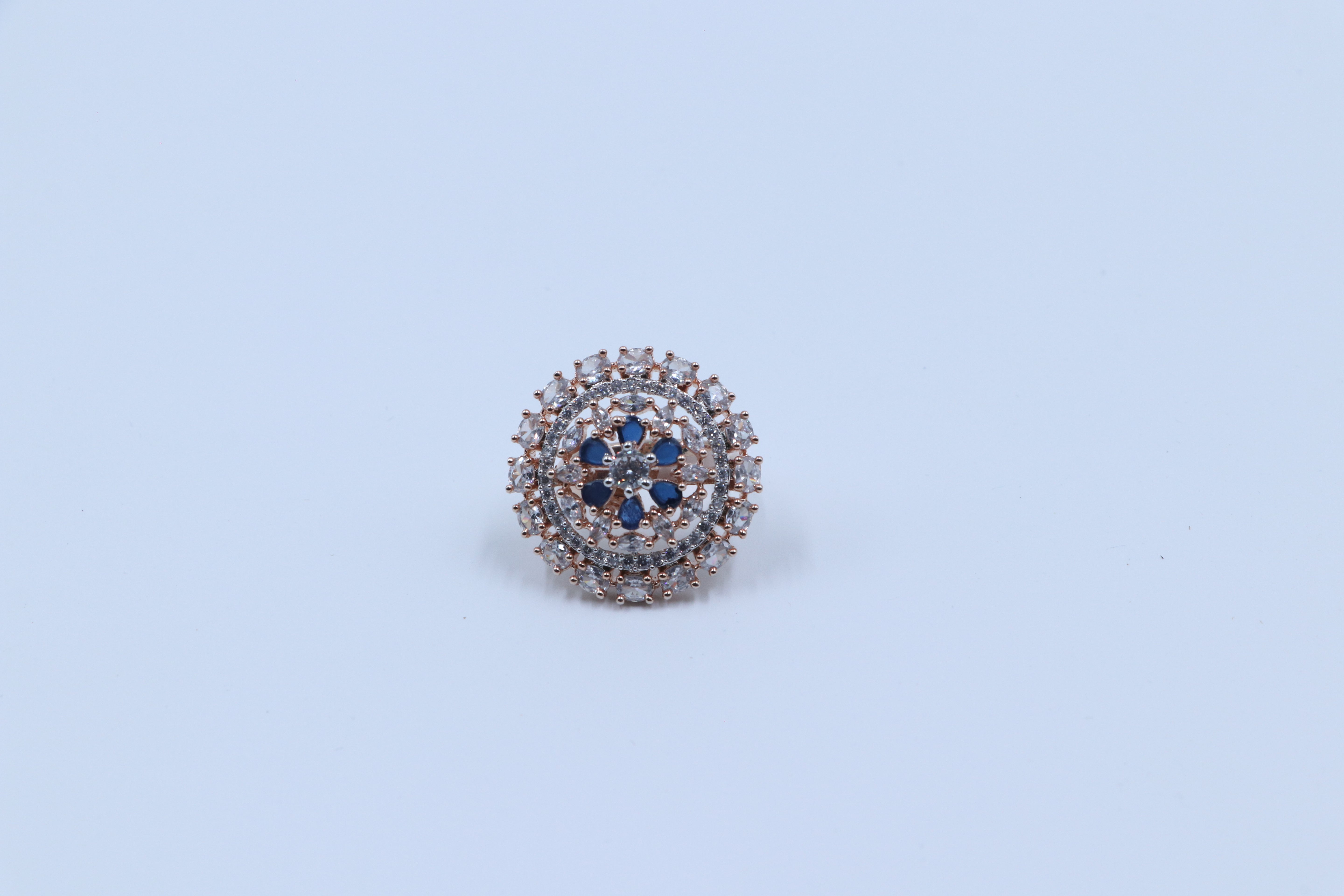 Navy Blue Adjustable Diamond Ring