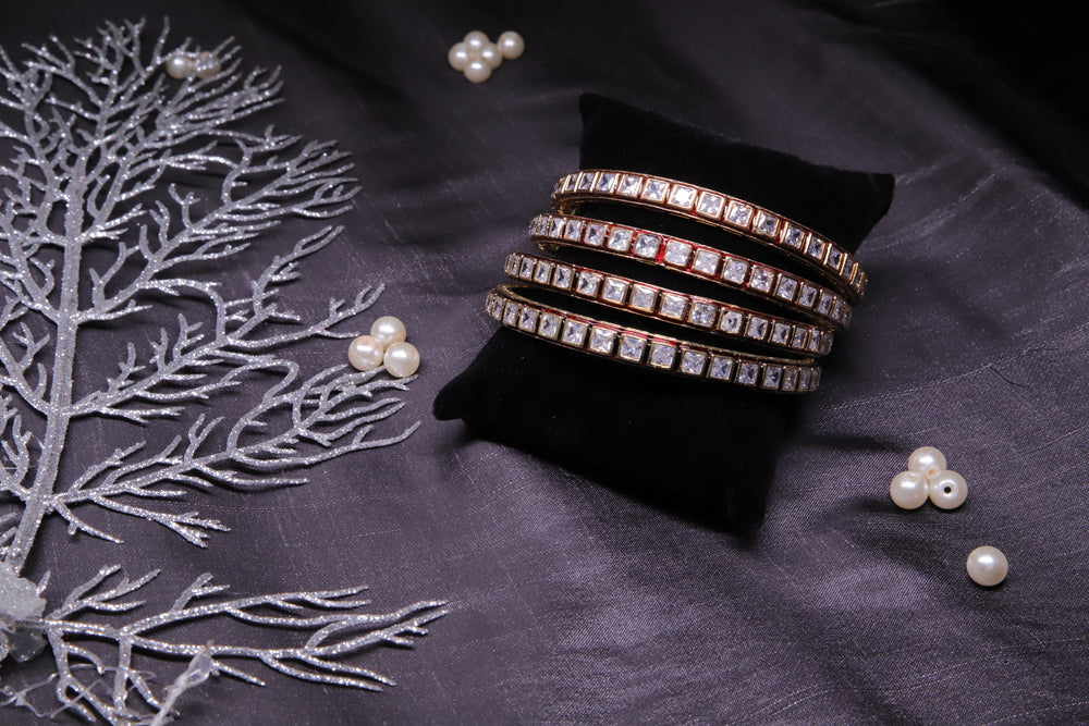 Red Kundan Bangles, Set of 2