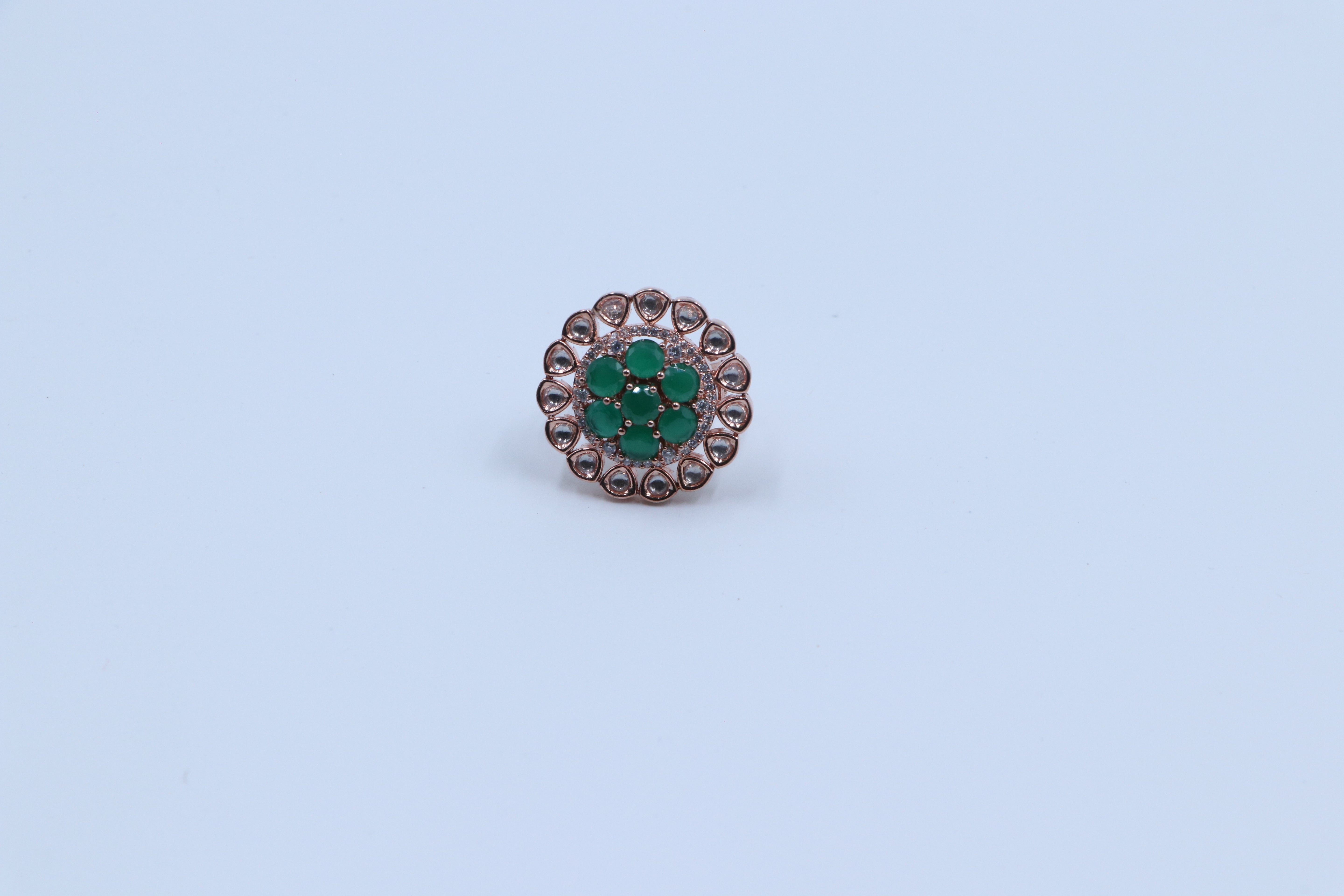 Green Rose Gold Adjustable Ring