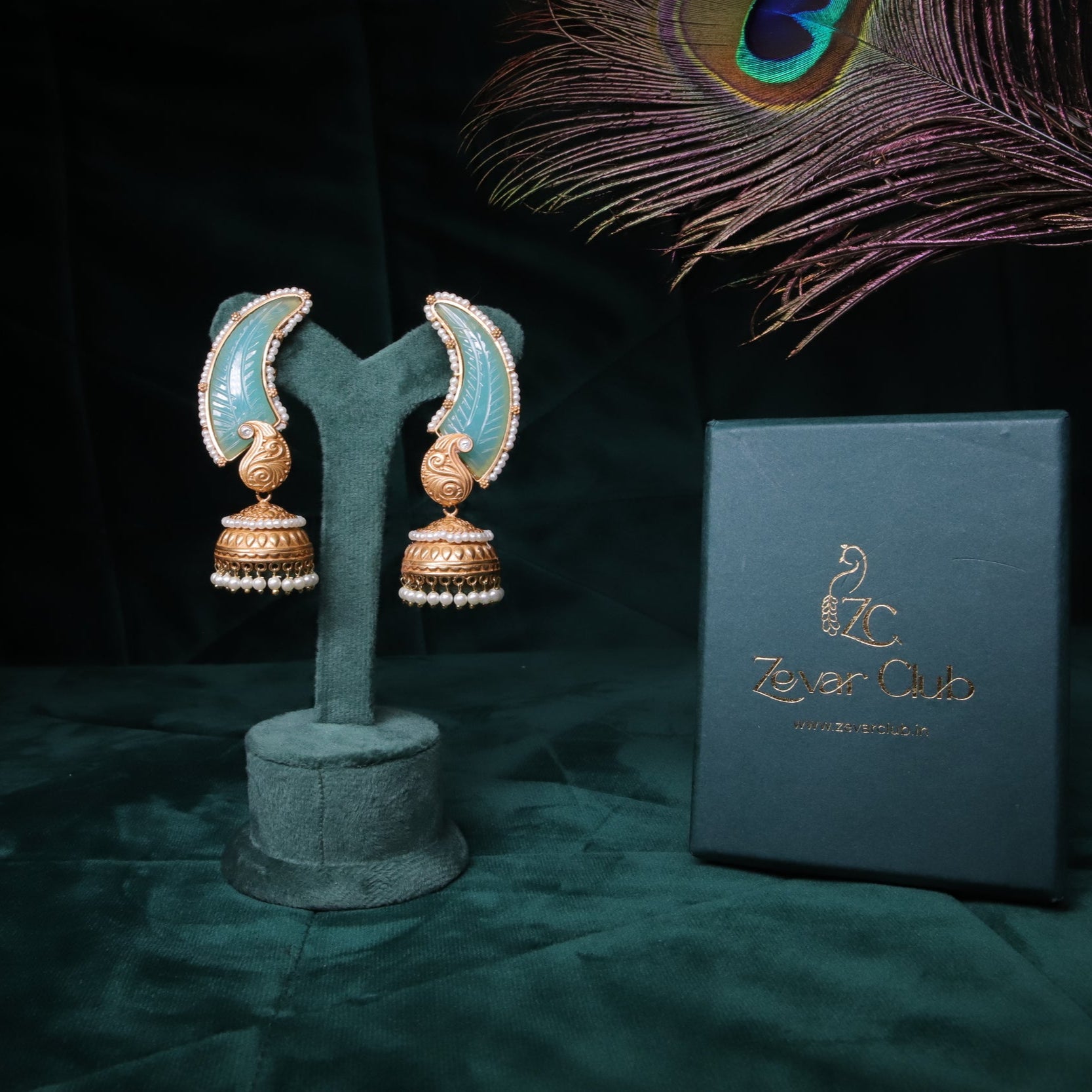 Pastel Green Kundan Enigma Earrings