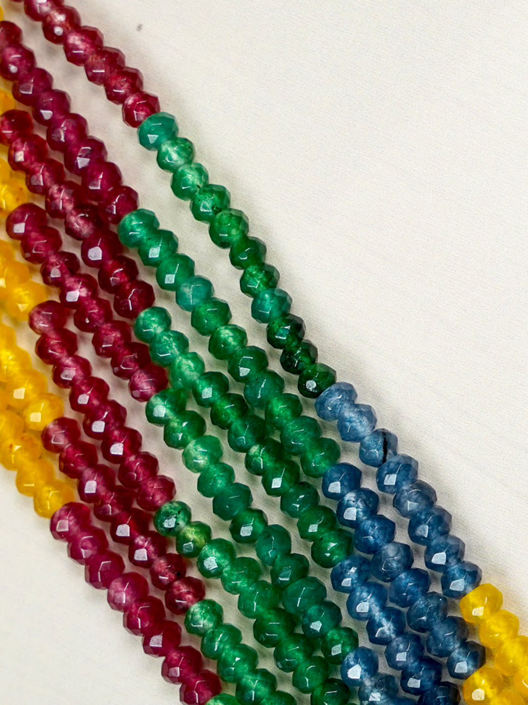 Zevar Club Multi-Colored Beaded Multi-Layer Statement Necklace in Ruby, Emerald & Yellow