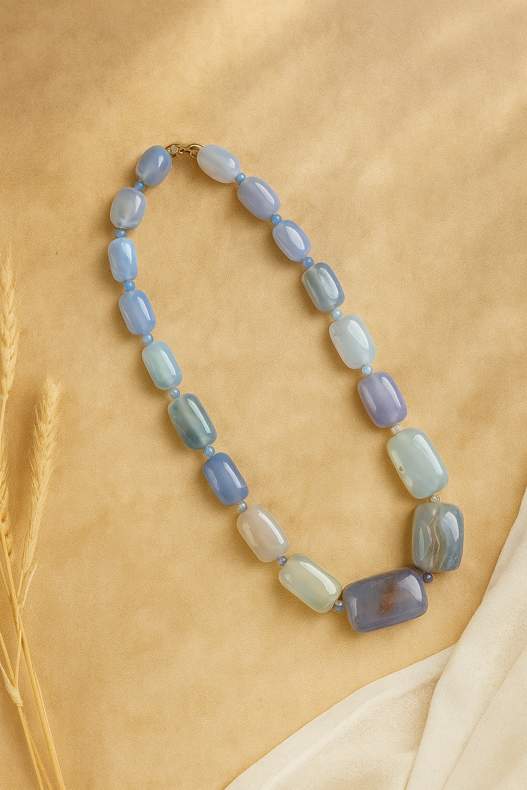 Zevar Club Light Green & White Multi-Strand Glossy Beads Handcrafted Luxury Necklace