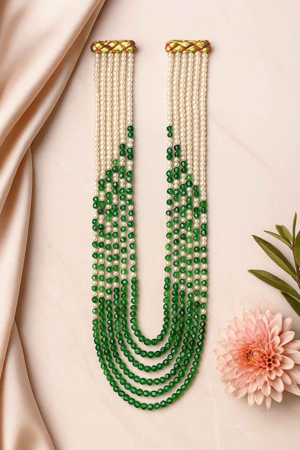 Zevar Club Seven Layered Fine Pearls Semi Precious Necklace