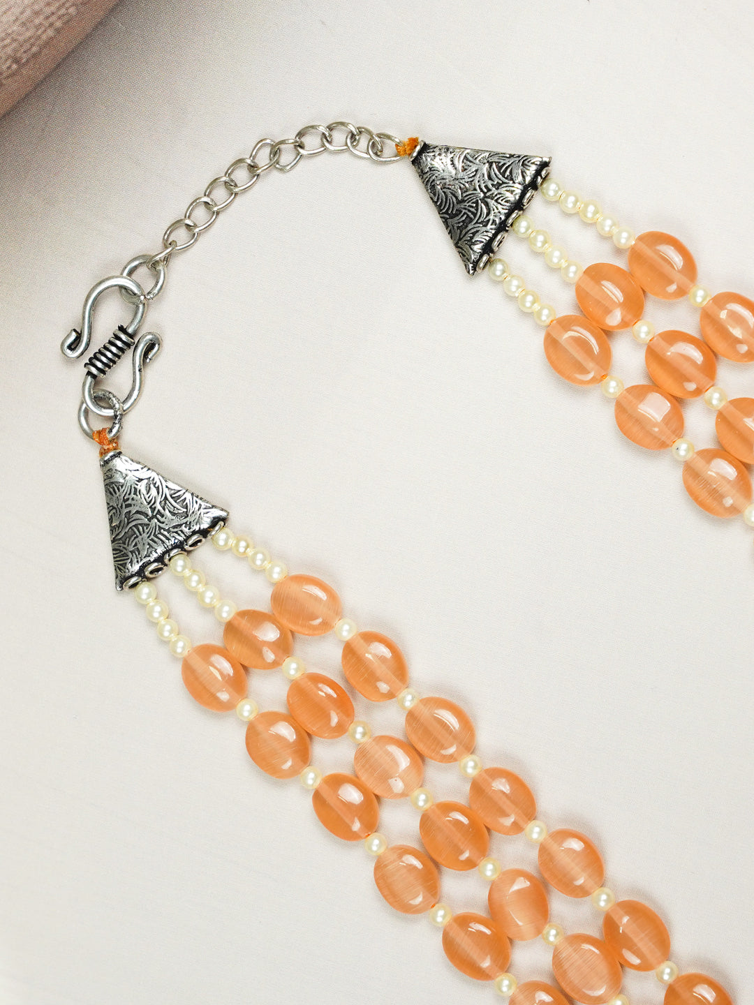 Zevar Club Three Lines Gemstone Beads Necklace