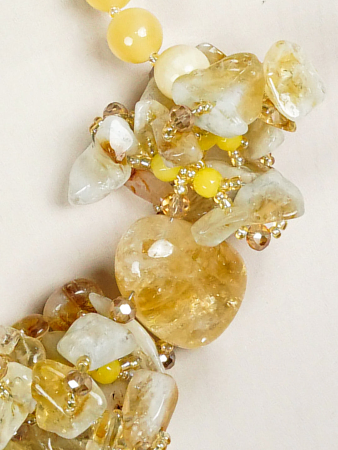 Zevar Club Yellow, Aqua Blue Semi Precious Gemstone Cluster Beaded Handcrafted Designer Statement Necklace