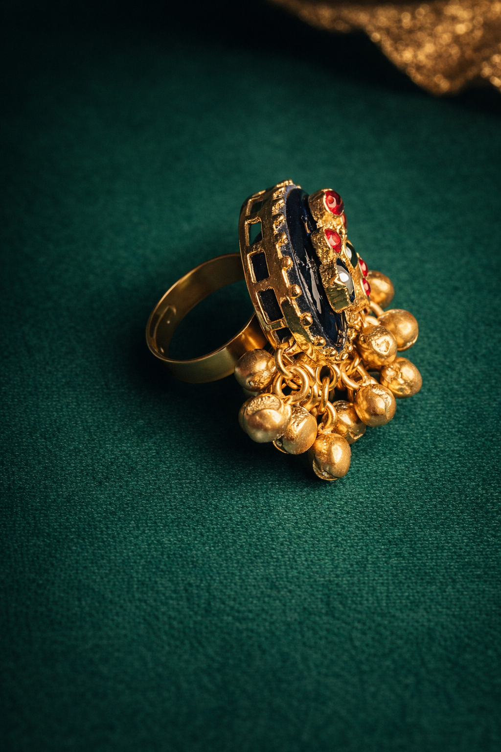 Ethnic Blue Enamel Statement Ring