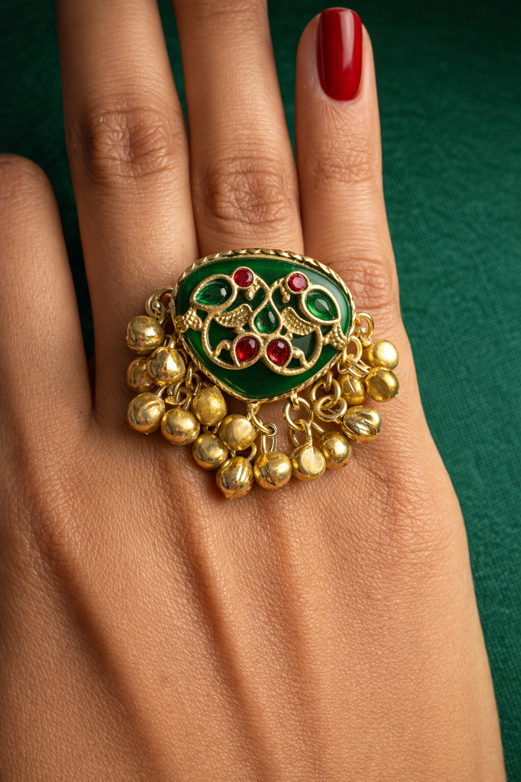 Ethnic Yellow Enamel Statement Ring