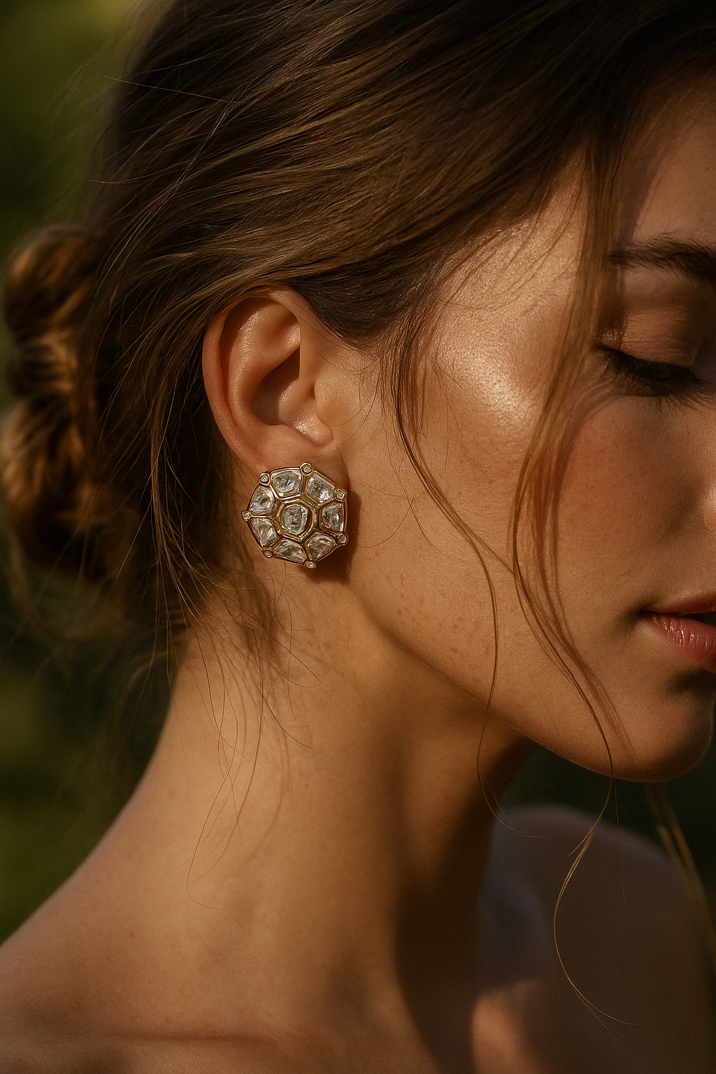 Zevar Club 18K Gold-Plated Octagon Kundan Studs