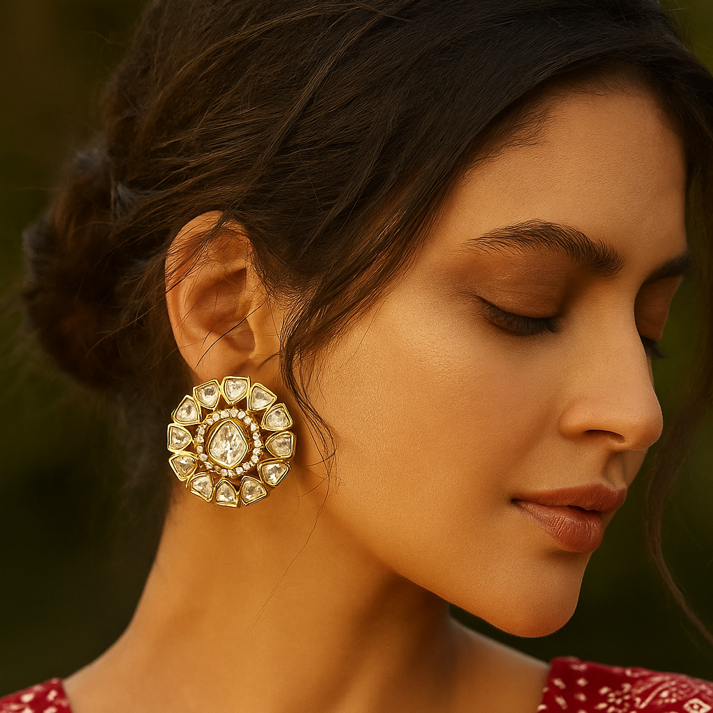 Zevar Club 12K Gold-Plated Maximal Uncut Kundan Studs