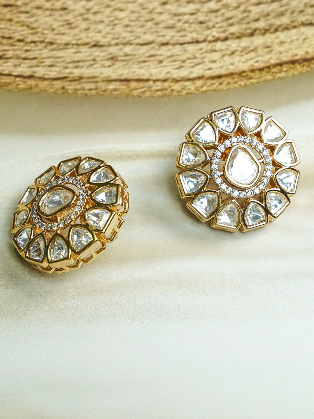 Zevar Club 12K Gold-Plated Maximal Uncut Kundan Studs