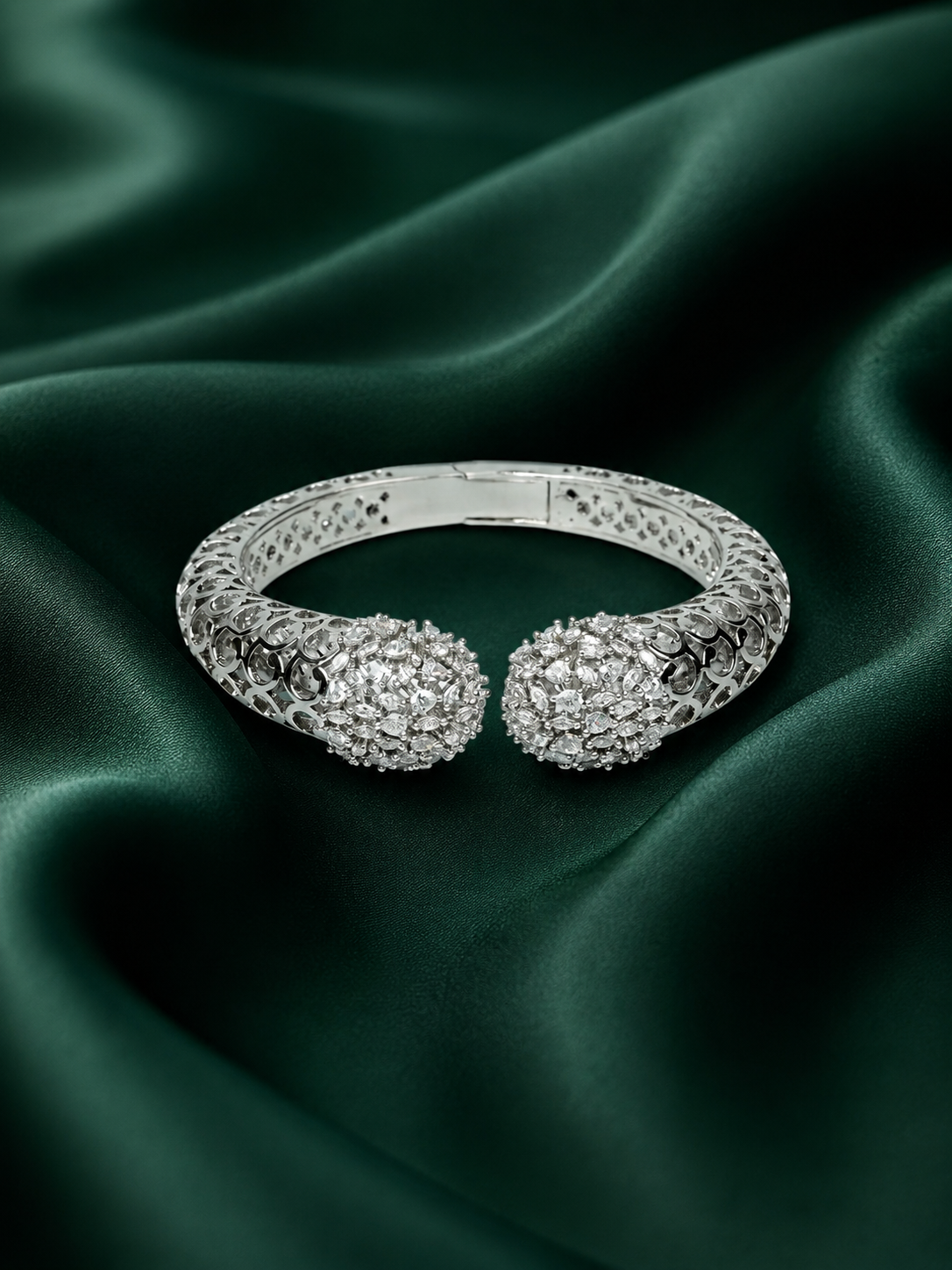Zevar Club 22K Gold-Plated AAA Cubic Zirconia Studded Handcrafted Demi-Fine Textured Crown Bracelet