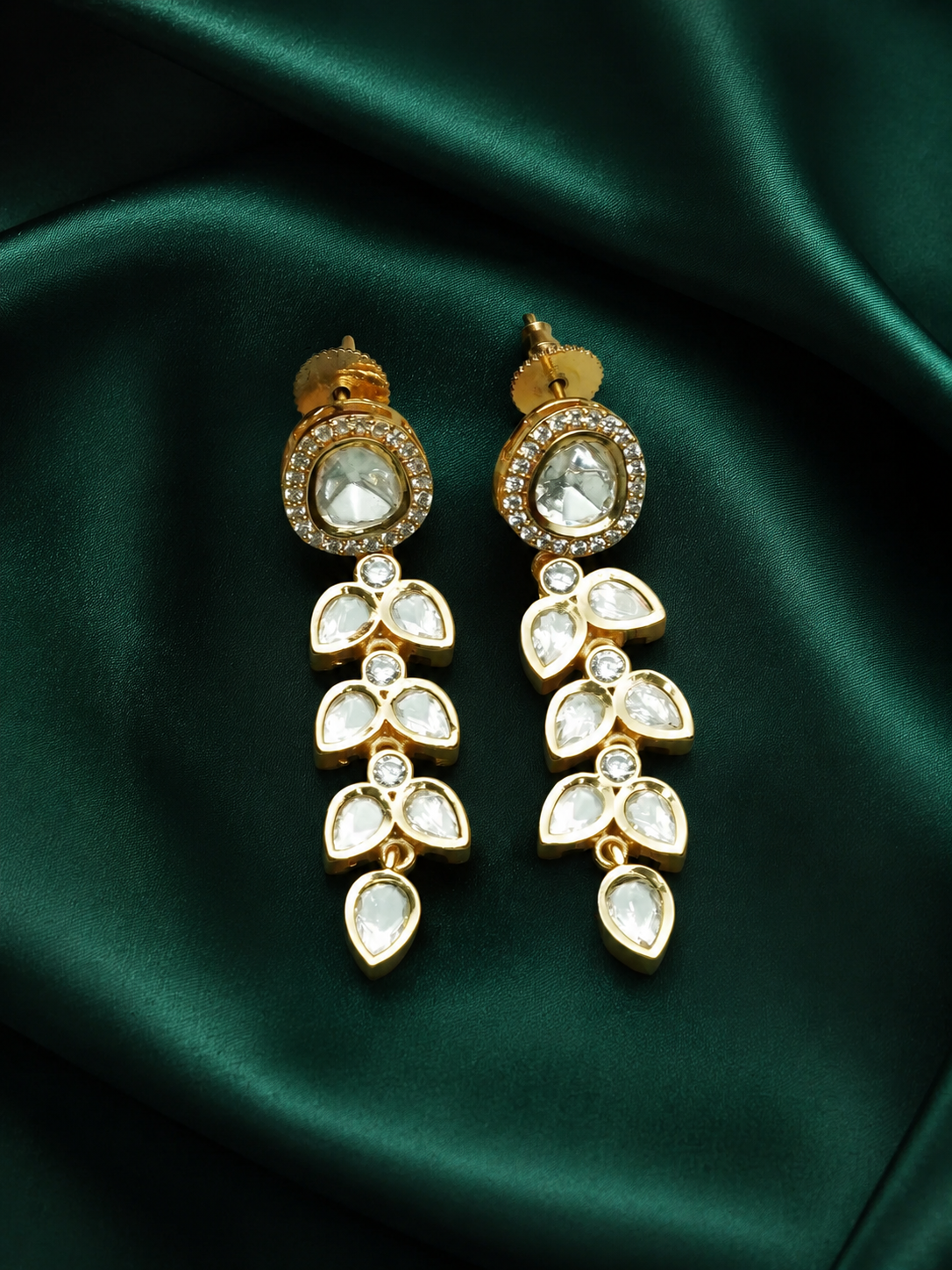 Zevar Club 12K Gold-Plated Ivory Charms Kundan Drop Earrings