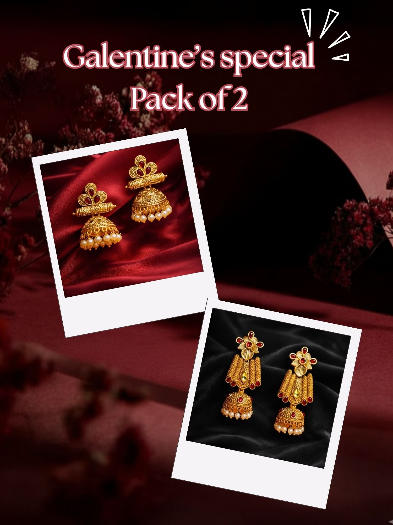 Diva – 10 | Valentine’s Day Gold Kundan Jhumki Earrings for Women | Zevar Club