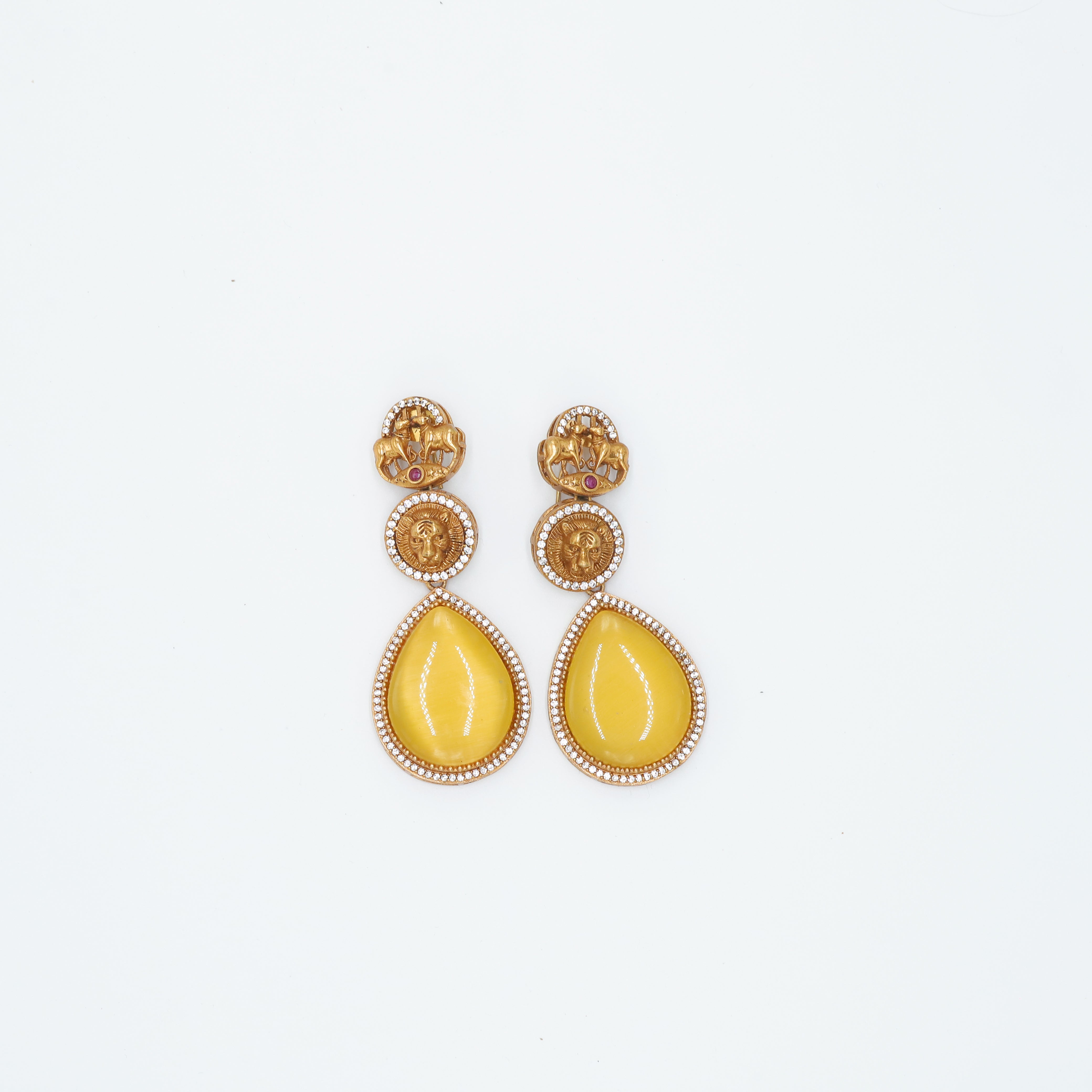Zevar Club Yellow Handcrafted Drop Earrings (18K Gold Plated )