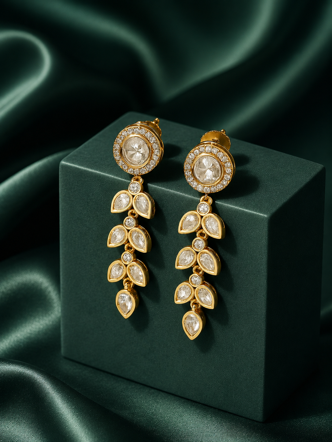 Zevar Club 12K Gold-Plated Ivory Charms Kundan Drop Earrings