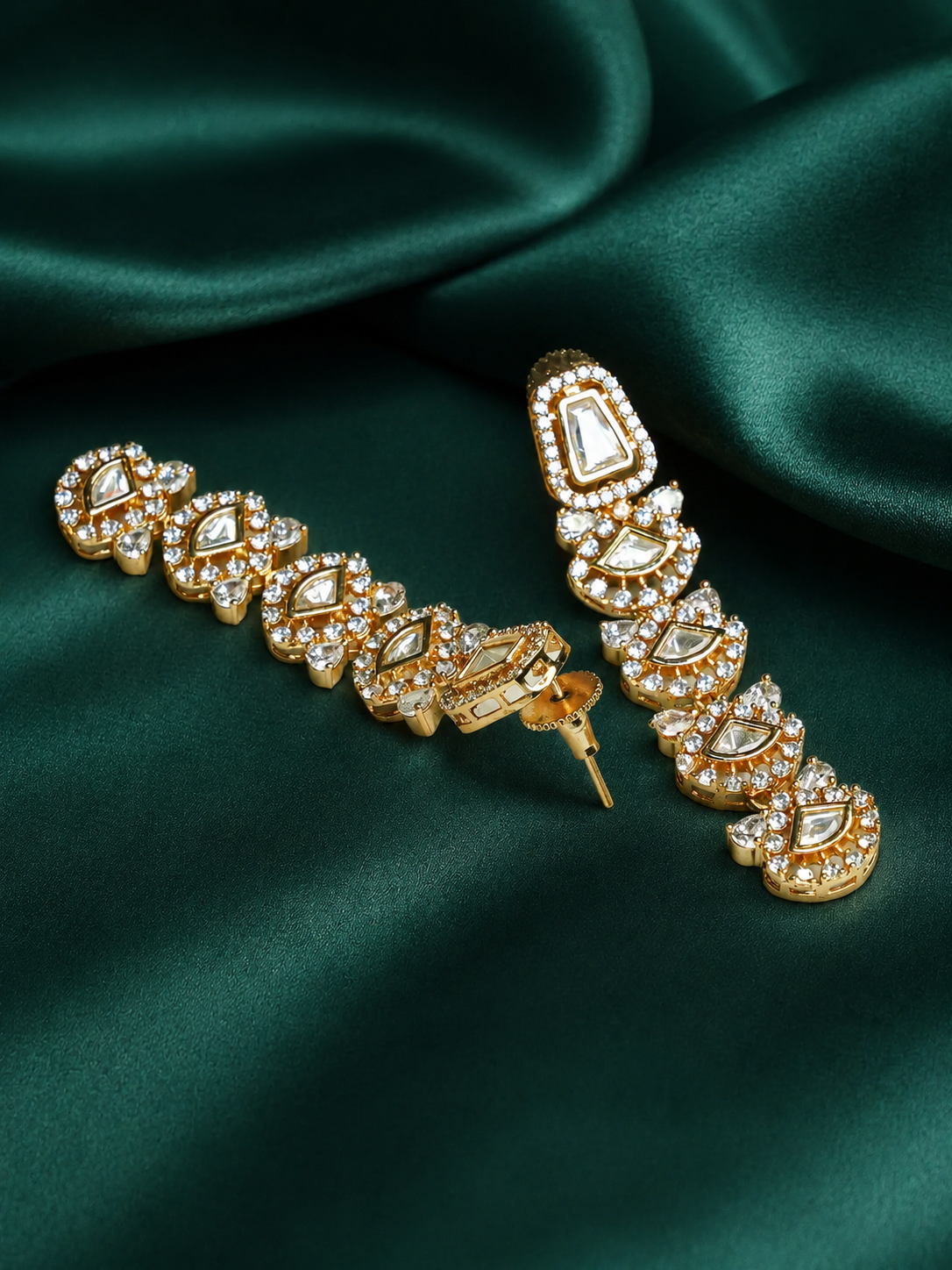 Contemporary Ivory Kundan Drop Earrings
