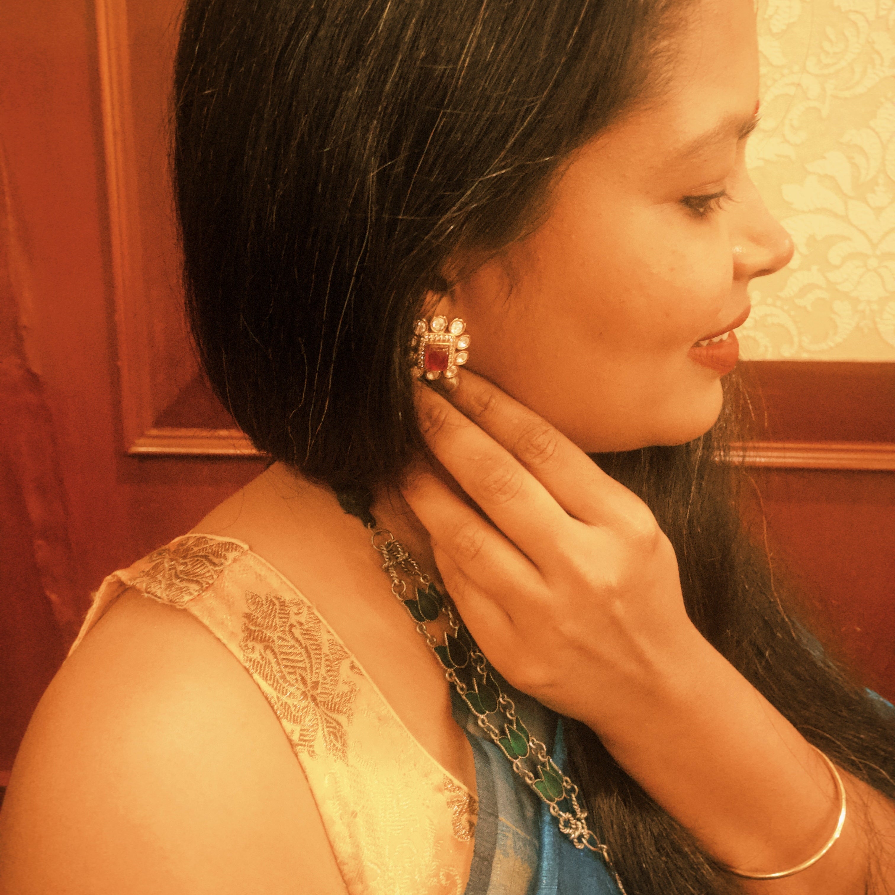 Pushback Kundan Earrings