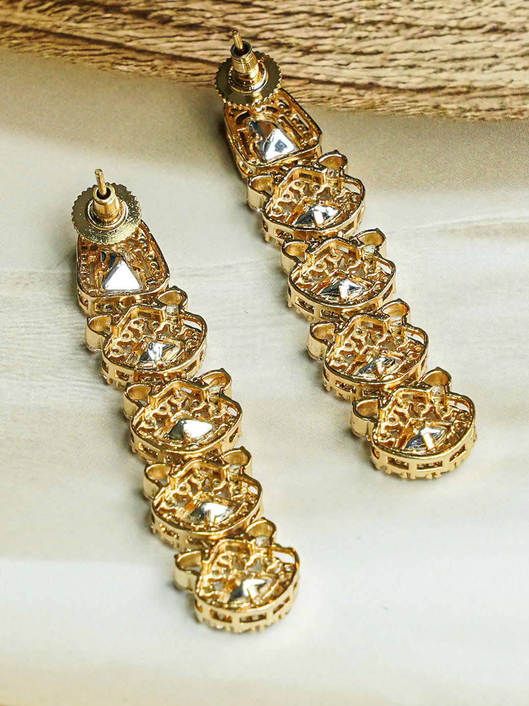Contemporary Ivory Kundan Drop Earrings