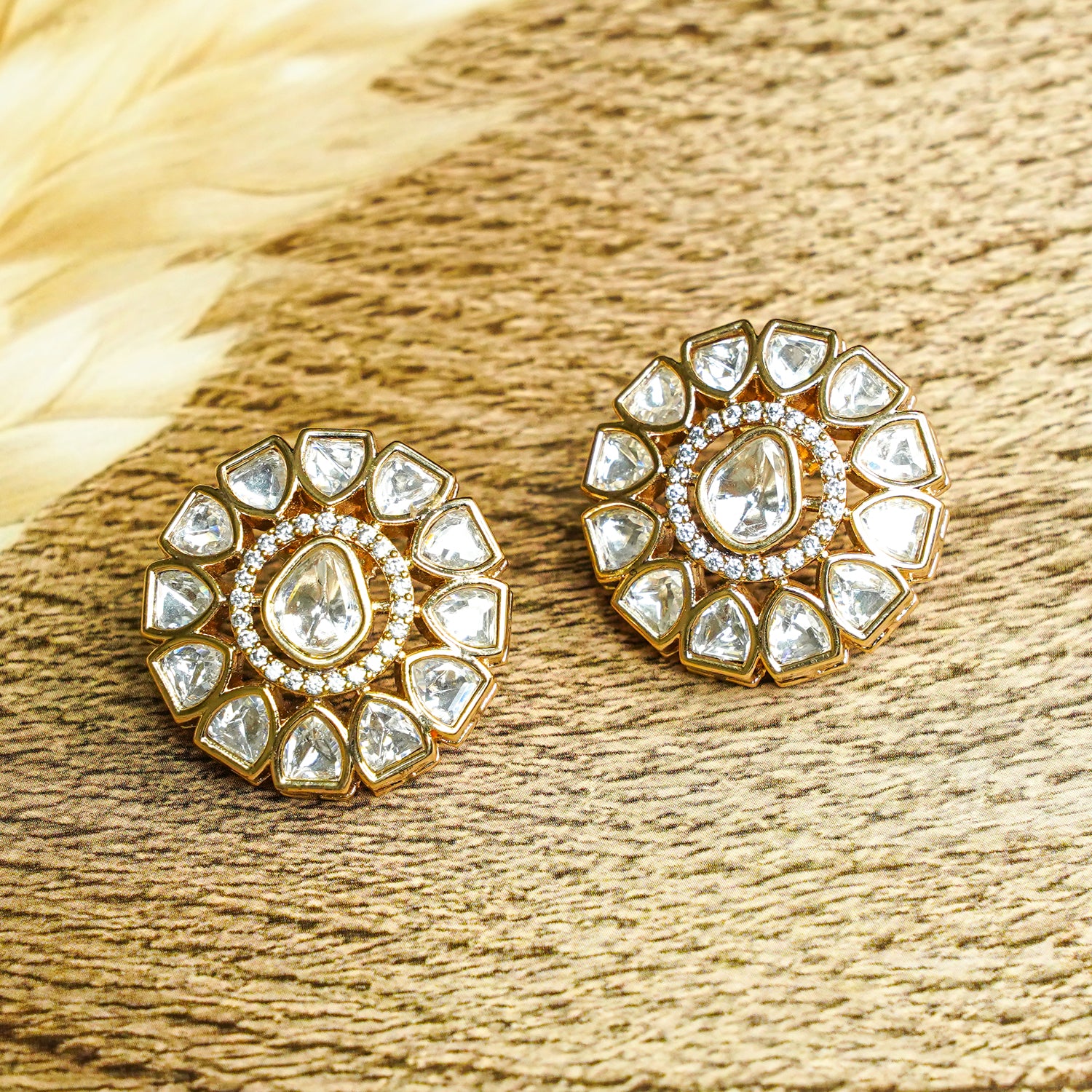 Zevar Club 12K Gold-Plated Maximal Uncut Kundan Studs