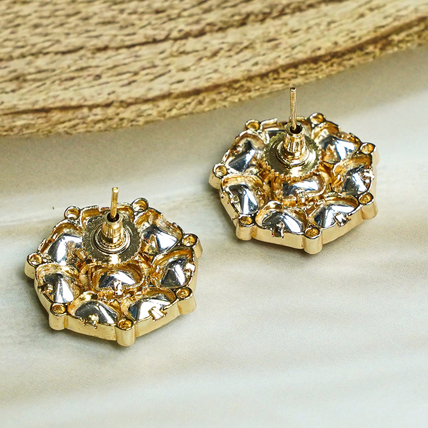 Zevar Club 18K Gold-Plated Octagon Kundan Studs