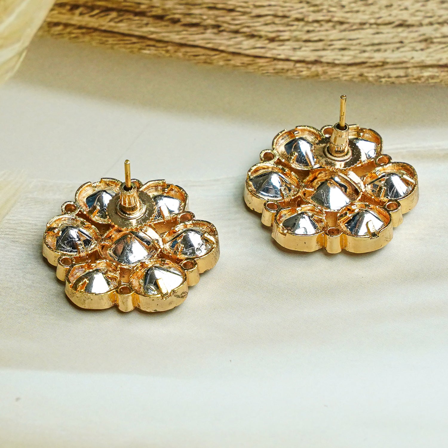 Zevar Club 12K Gold-Plated Statement Flower Shaped Studs