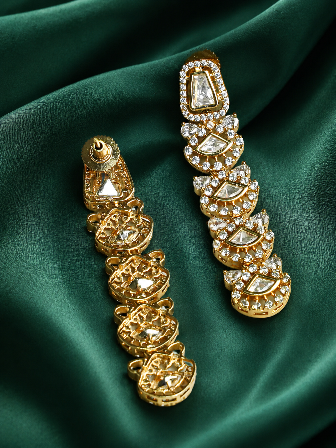 Contemporary Ivory Kundan Drop Earrings