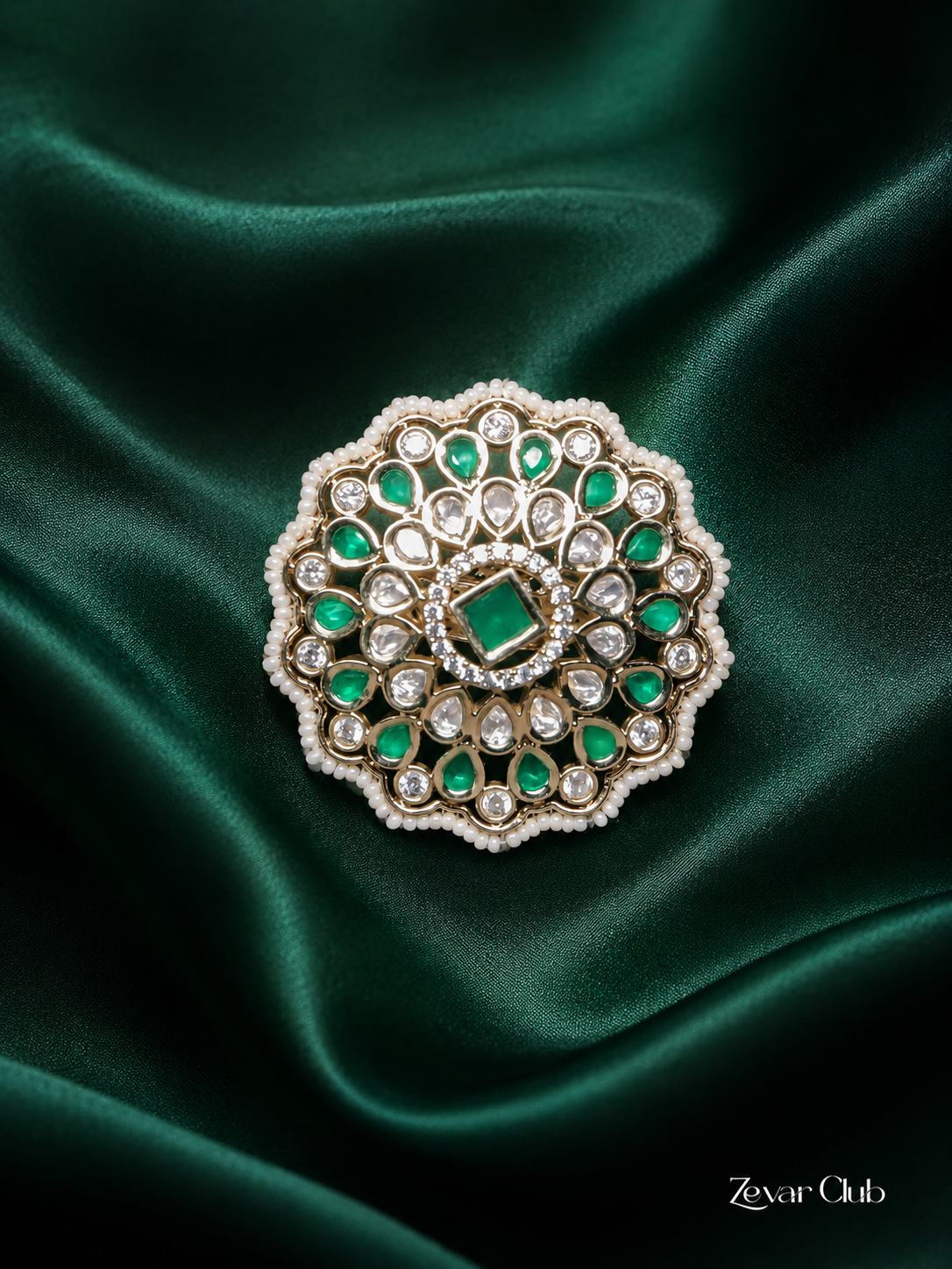 Zevar Club Statement Semi Precious Kundan Ring