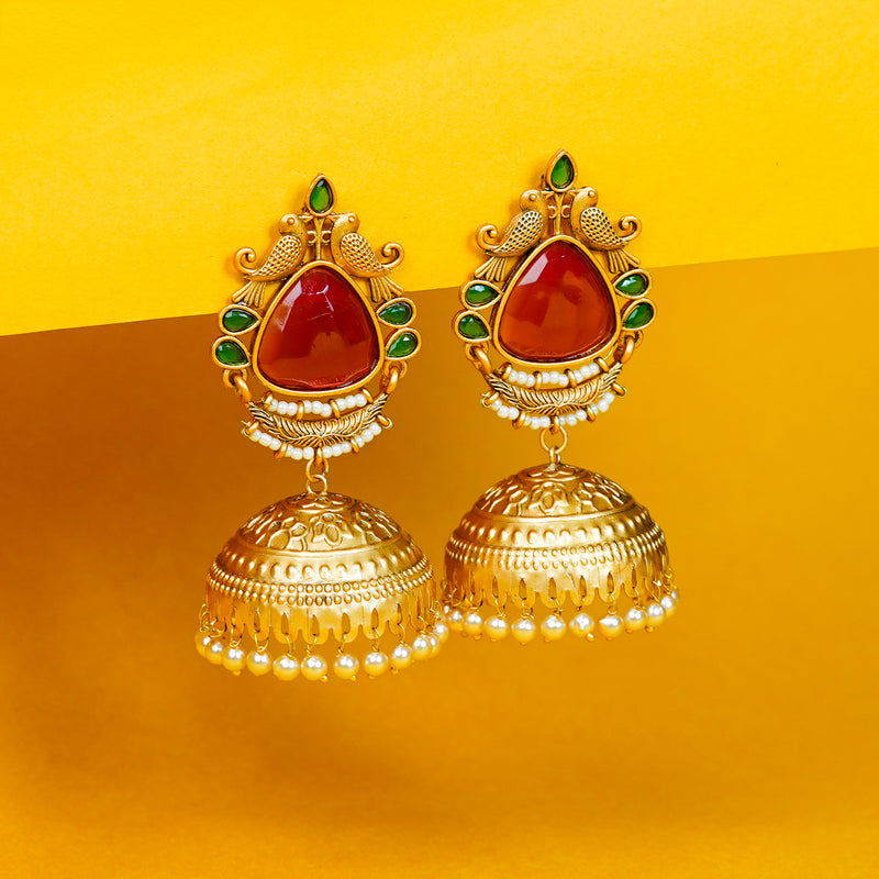 Zevar Club Valentine Ethnic Gold-Tone Jhumka Earrings | Pack of 2