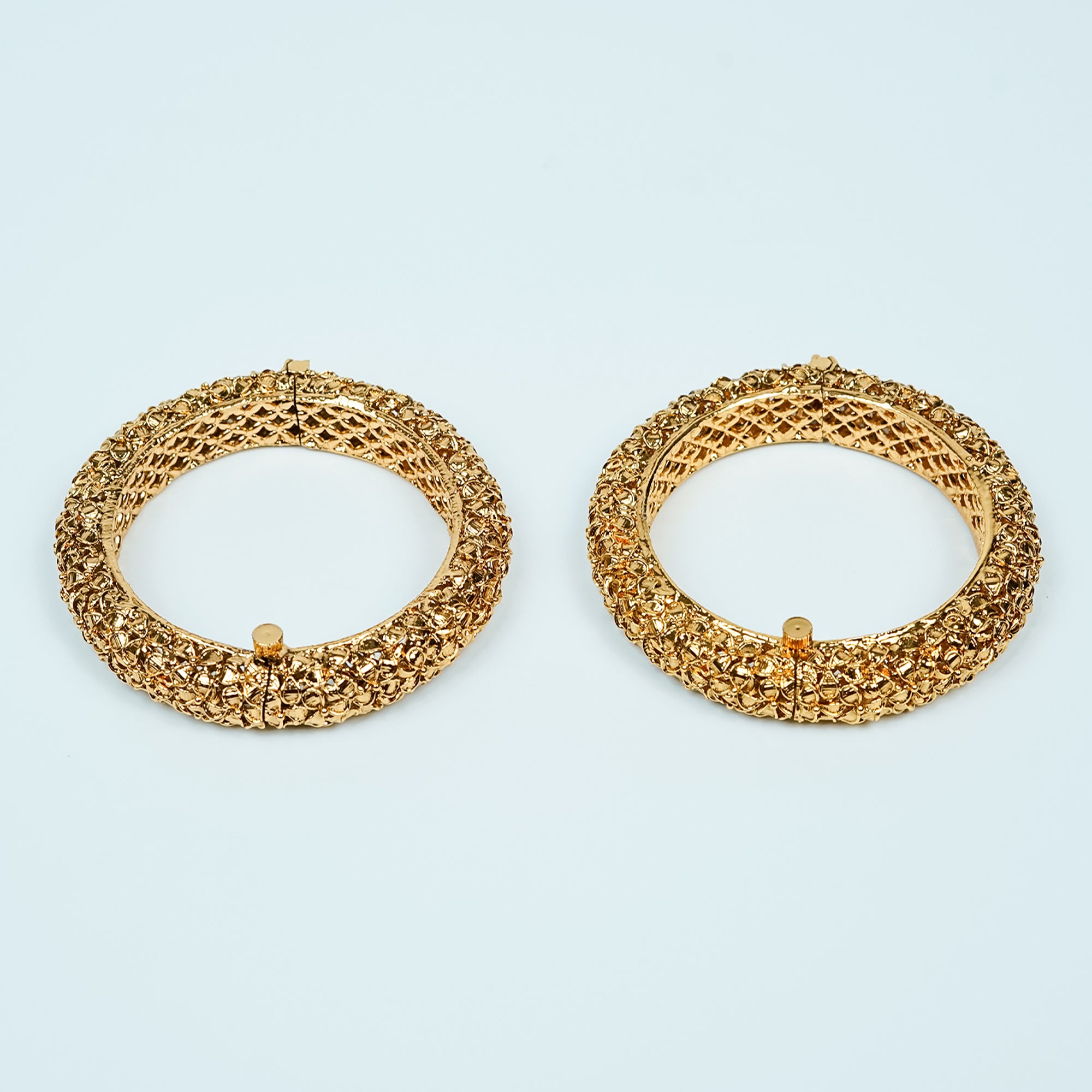 Zevar Club Set of 2 22K Gold-Plated Handcrafted Floral Design Bangles for Women