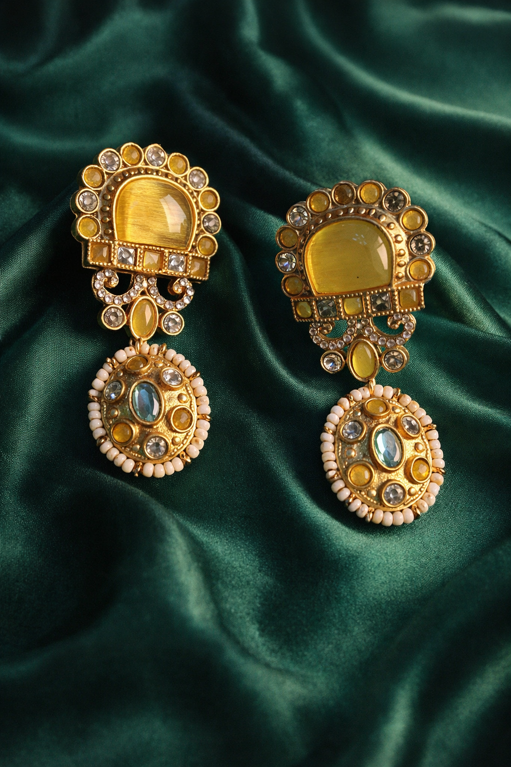Bridal Inspired Kundan Pearl Drop Earrings