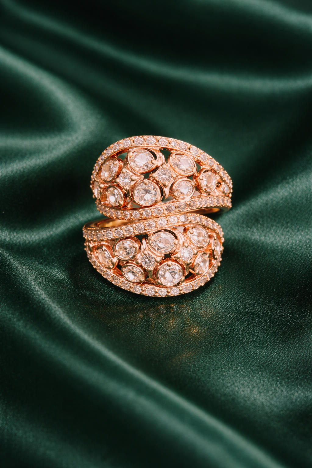 Zevar Club 14K Gold Plated Dual Wrap Polki Ring