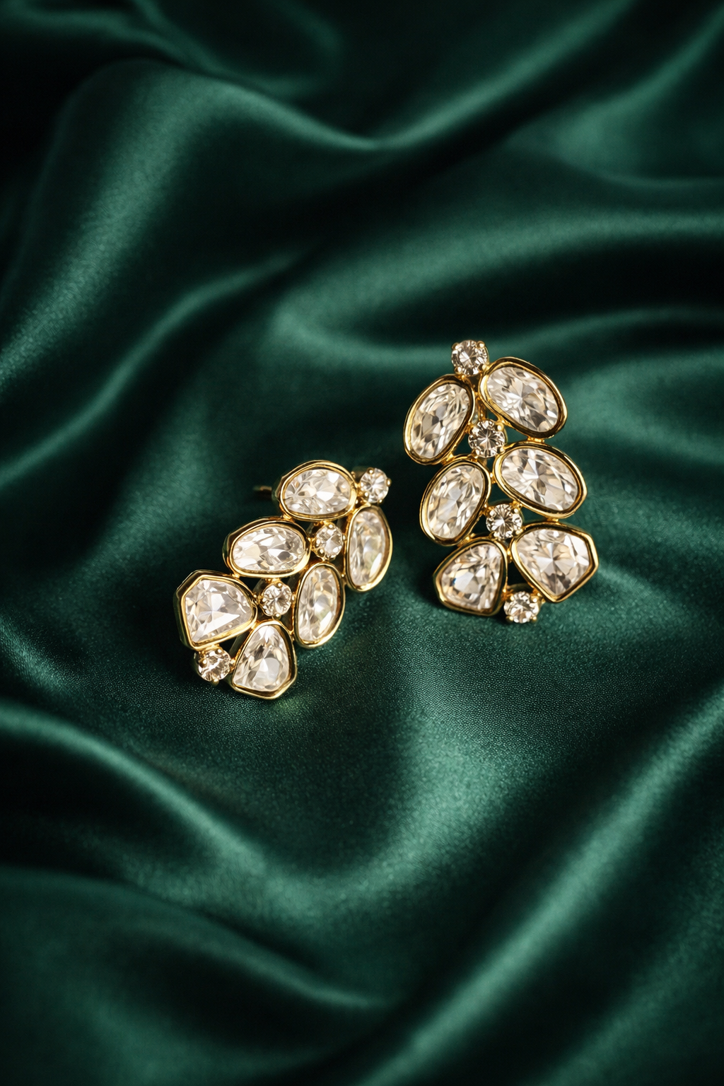 Modern Statement Emerald Stud Earrings