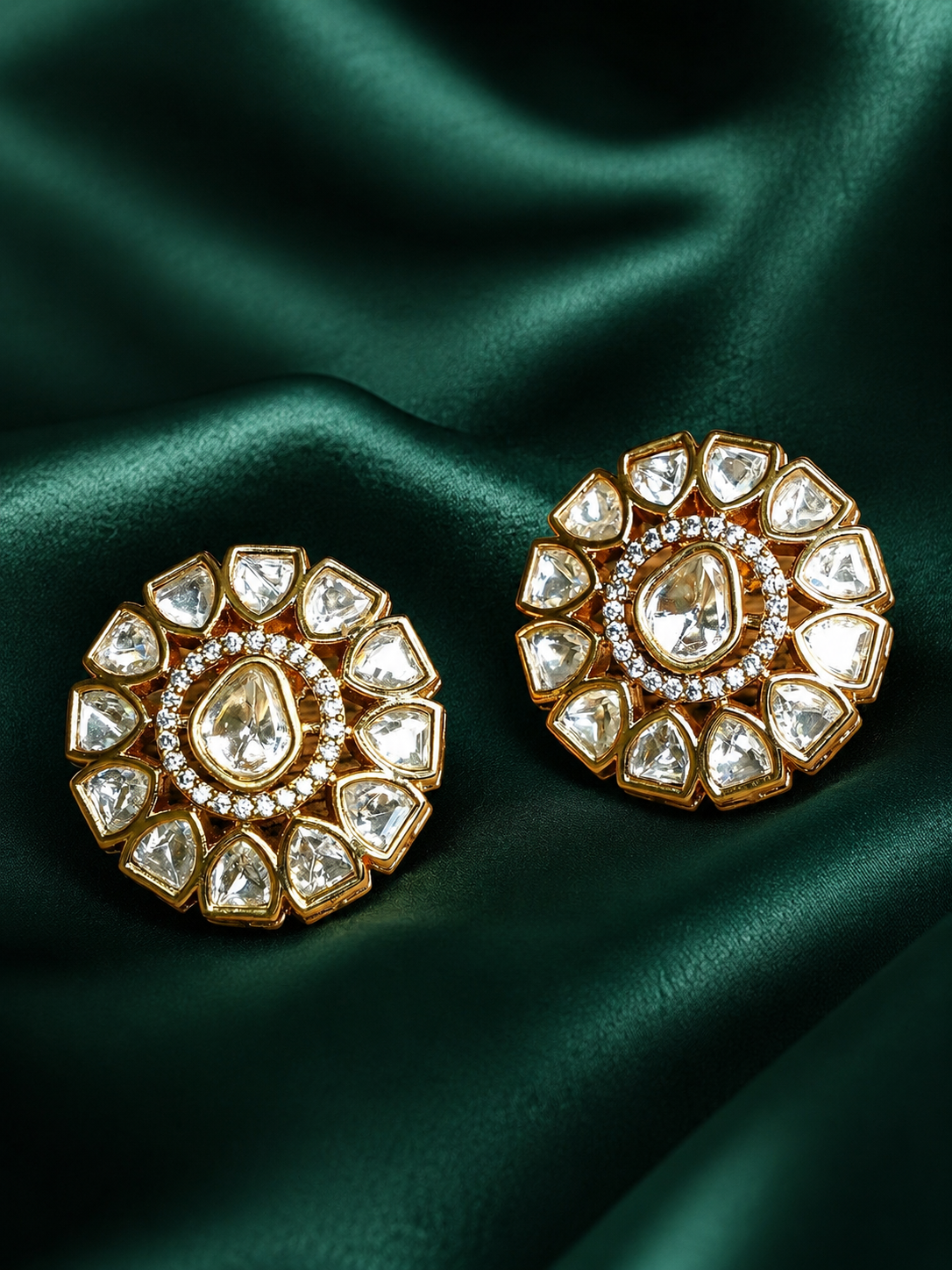 Zevar Club 12K Gold-Plated Maximal Uncut Kundan Studs