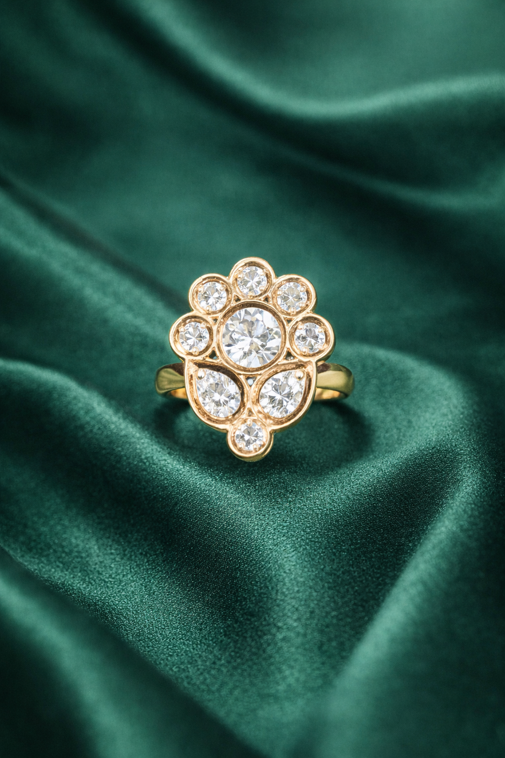 Zevar Club 14K Flower Petal Kundan Adjustable Ring