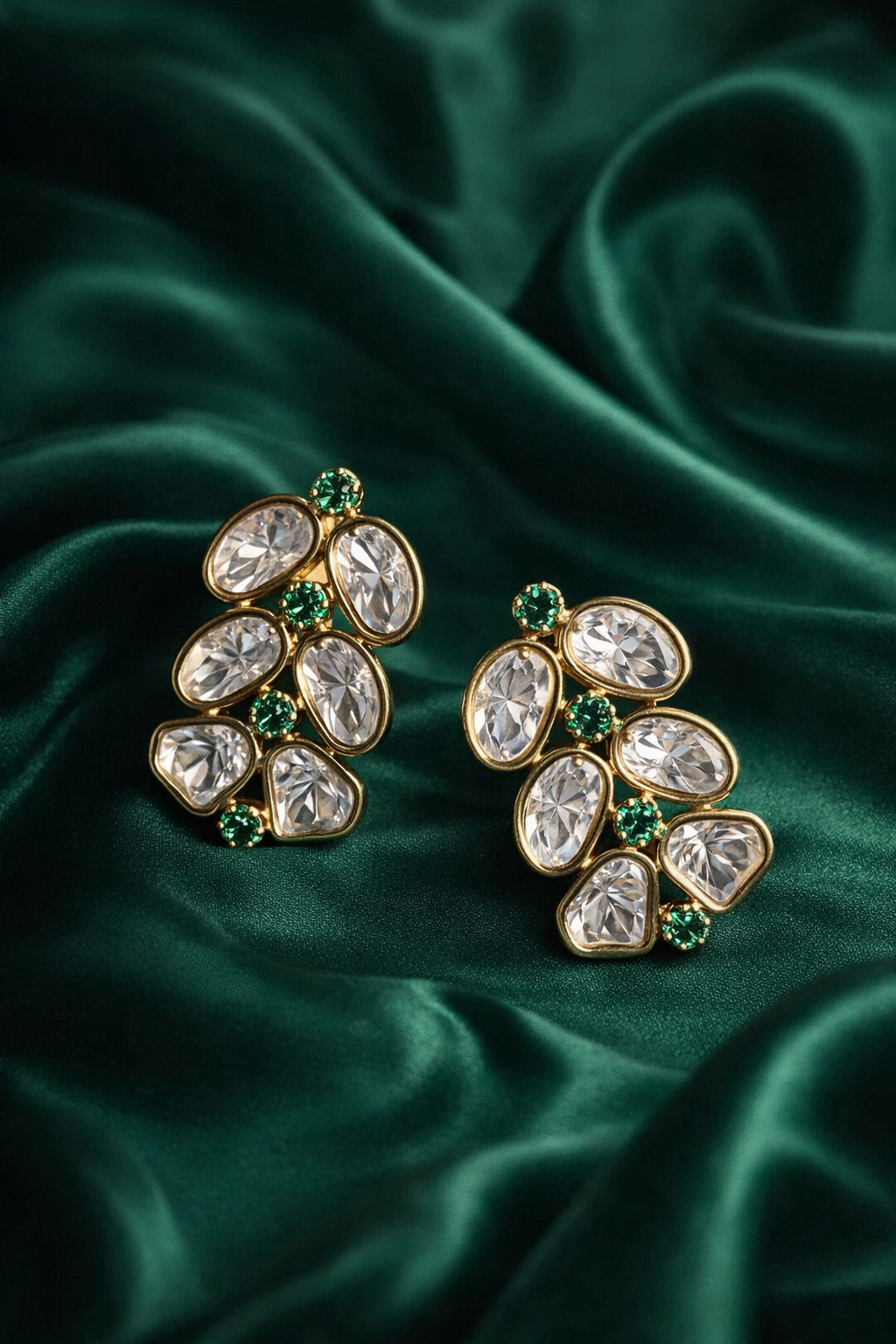 Modern Statement Emerald Stud Earrings