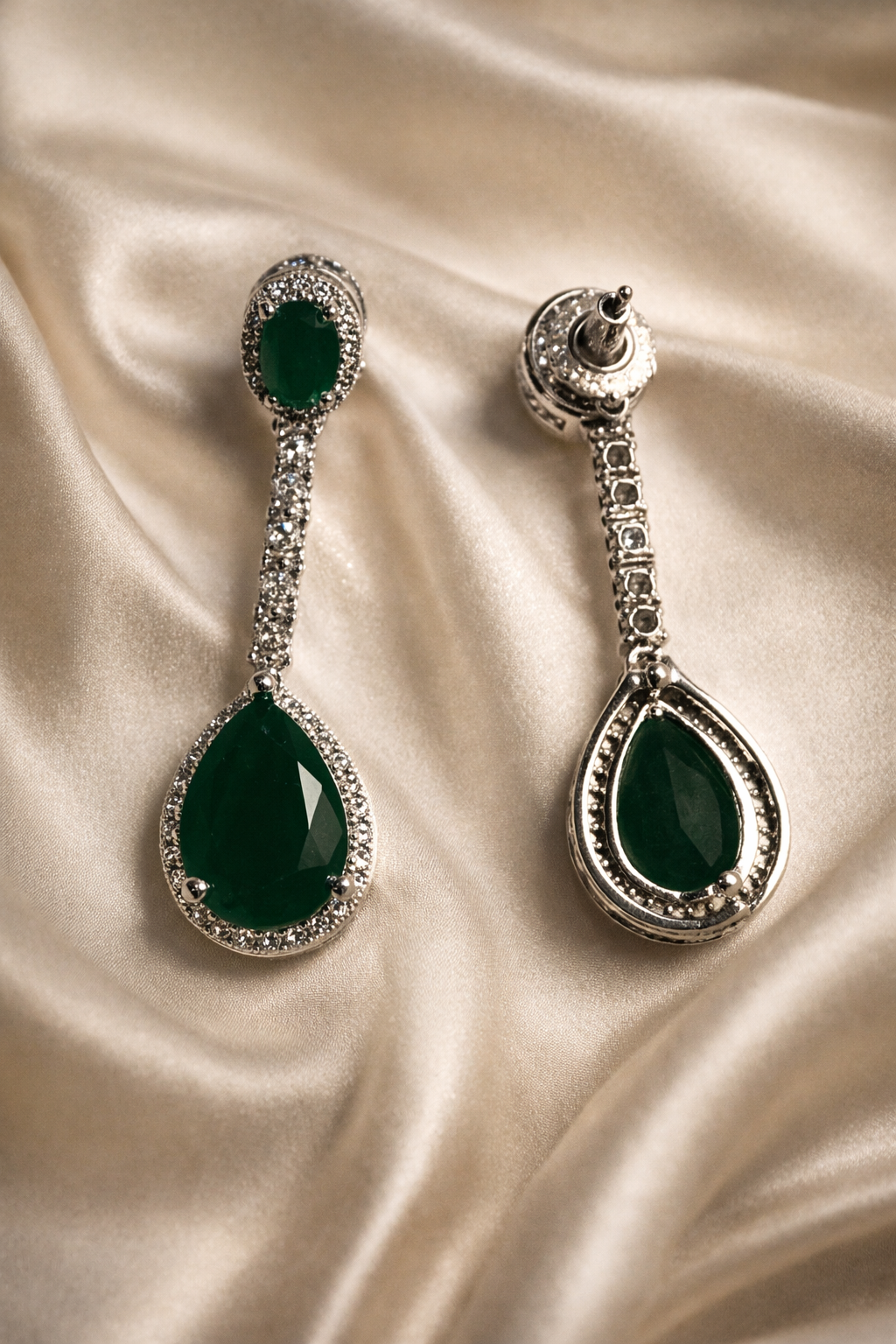 Zevar Club Luxury Emerald Green Glam Diamond Earrings for Women
